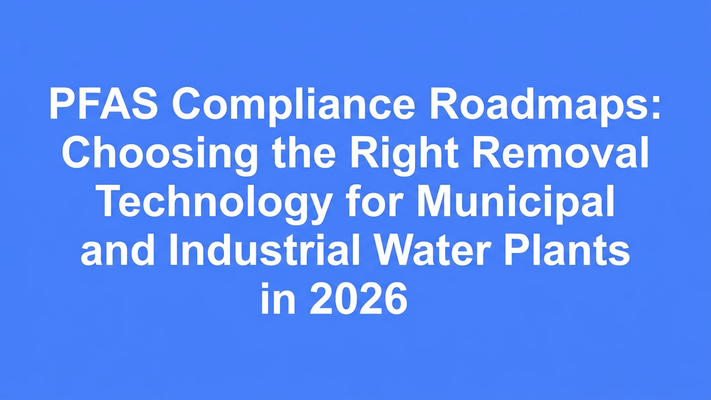Title card for PFAS Compliance Roadmaps article — bold white title on brand blue background