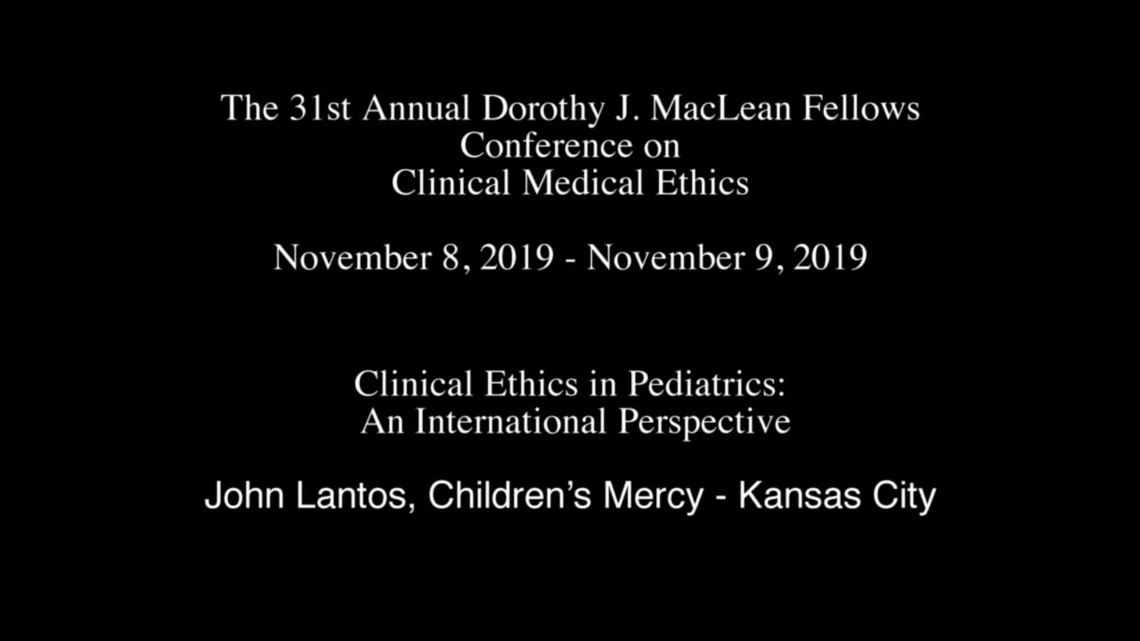 Still from John Lantos - Clinical Ethics in Pediatrics: An International Perspective