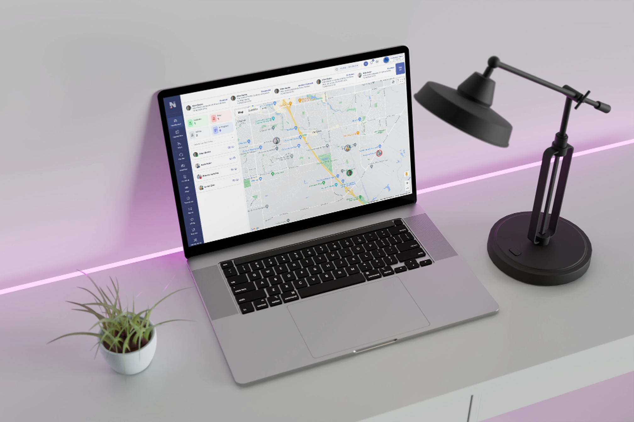 NEMT dispatch software dashboard showing scheduled trips, live driver status, and no-show alerts