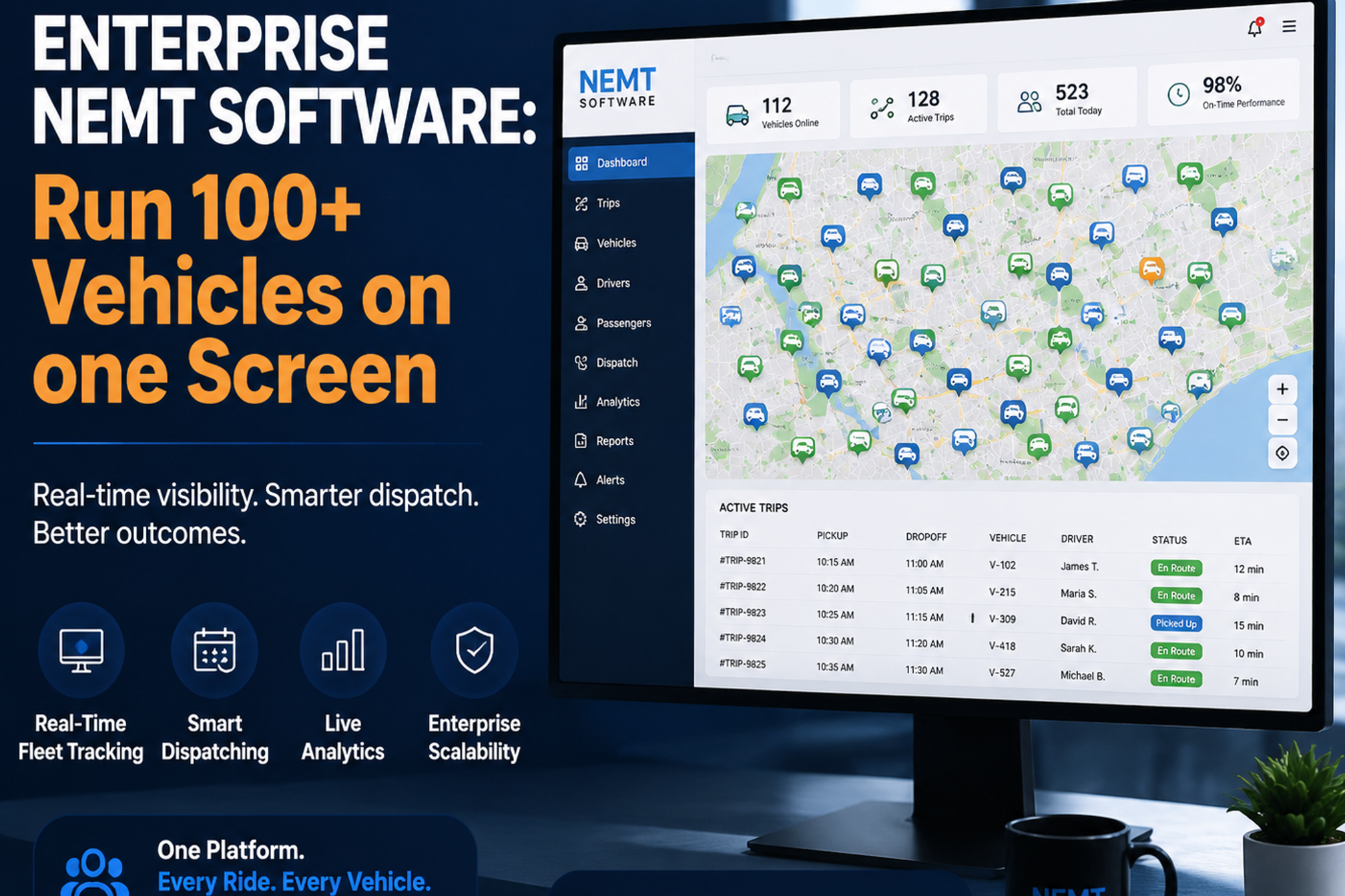 Enterprise NEMT Software: Run 100+ Vehicles on One System