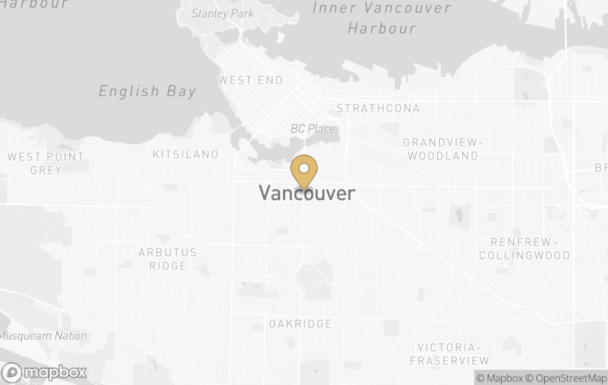 Map showing the approximate location of Park Hyatt Vancouver in Vancouver, Canada