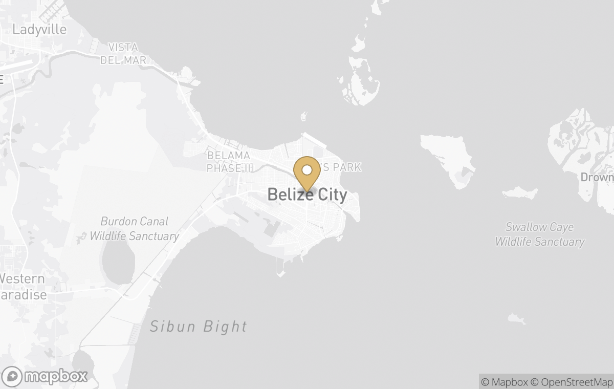 Map showing the approximate location of Six Senses Belize in Belize, Belize