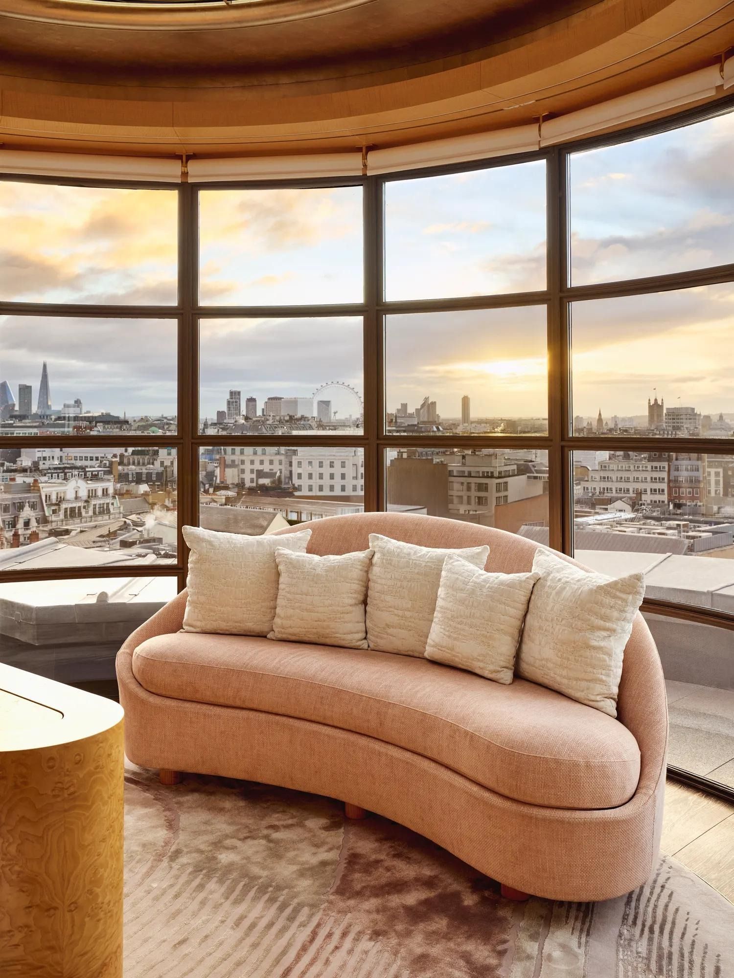 The Claridge's Penthouse living room with panoramic London views