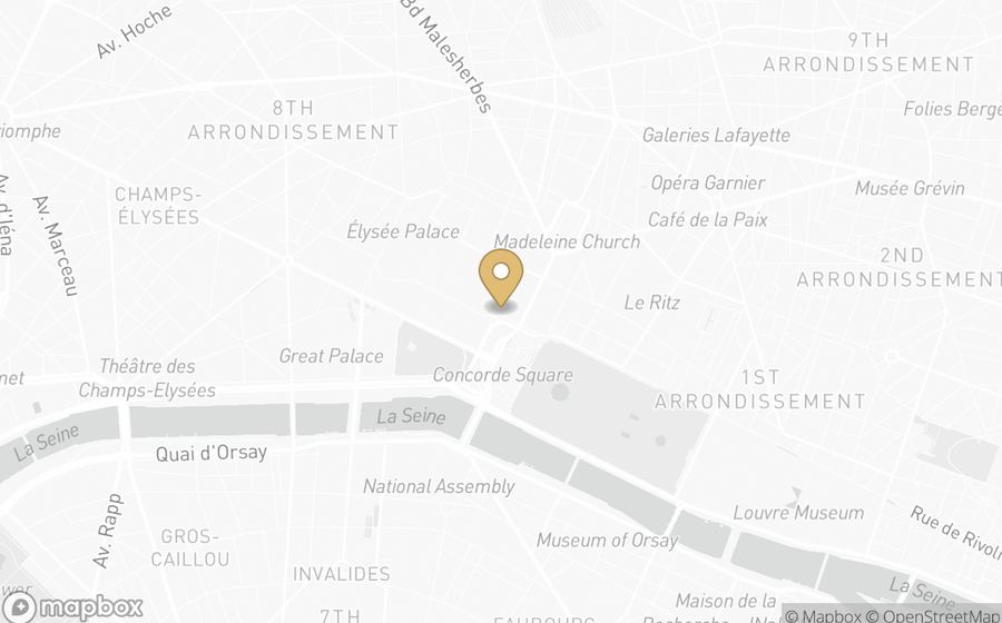Map showing the location of Hôtel de Crillon, A Rosewood Hotel