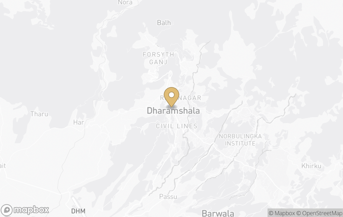 Map showing the approximate location of Taj Dharamshala in Dharamshala, India