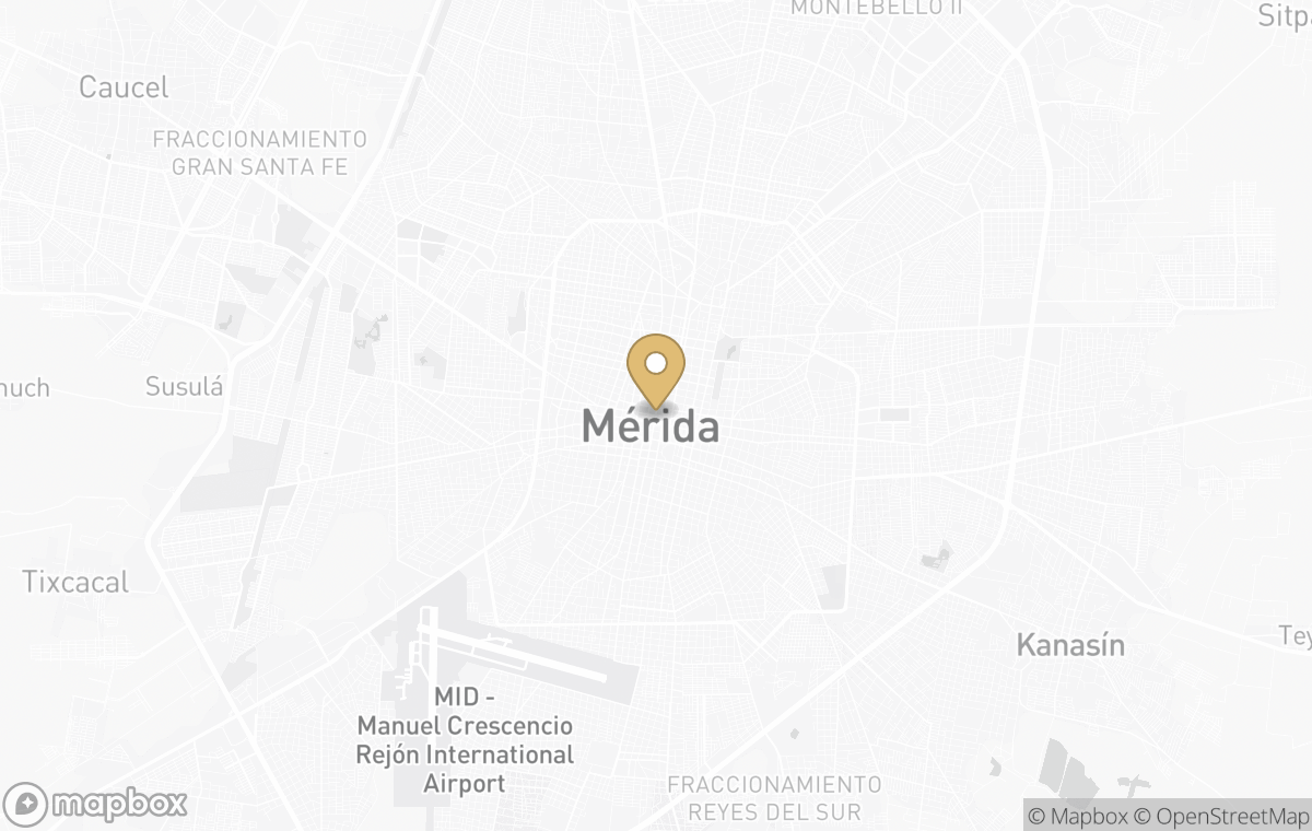 Map showing the approximate location of Katanchel, A Belmond Hotel in Mérida, Yucatán, Mexico