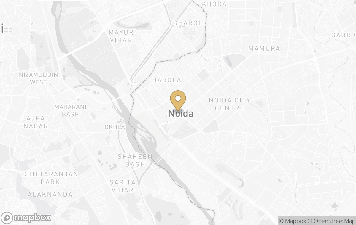 Map showing the approximate location of Taj Noida in Noida, India