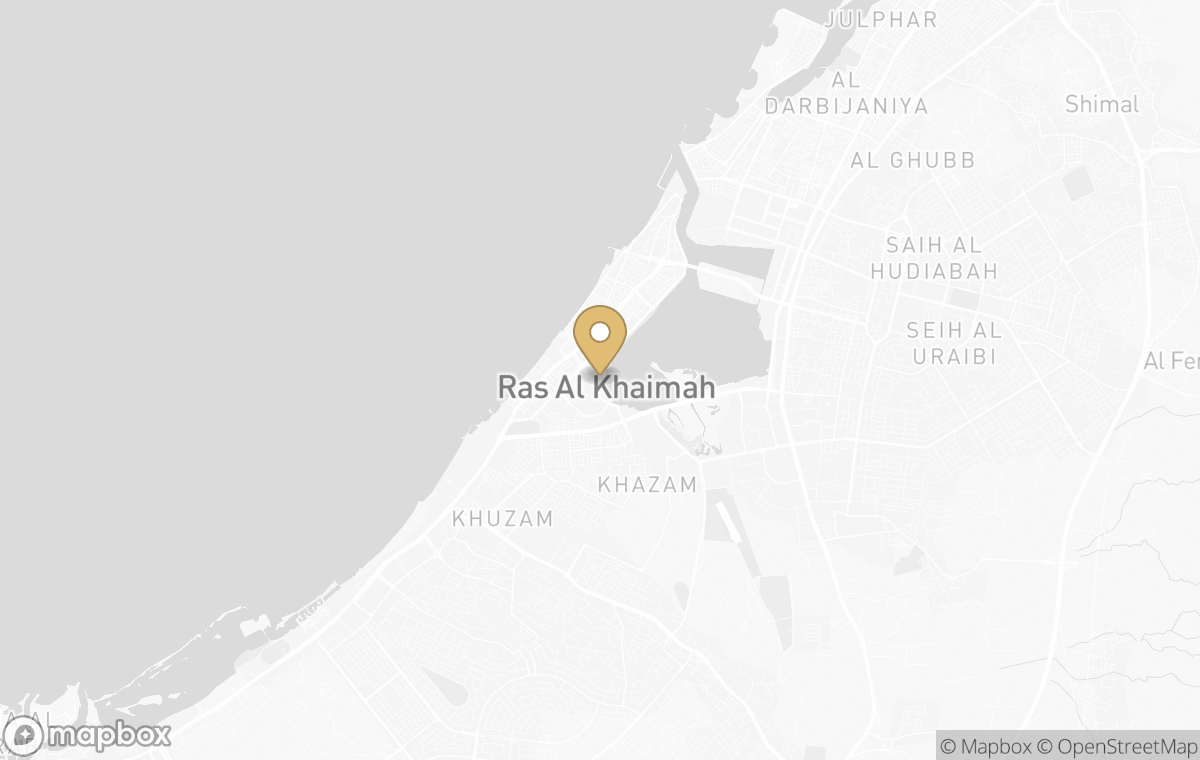 Map showing the approximate location of Taj Wellington Mews, Al Marjan Island in Ras Al Khaimah, United Arab Emirates