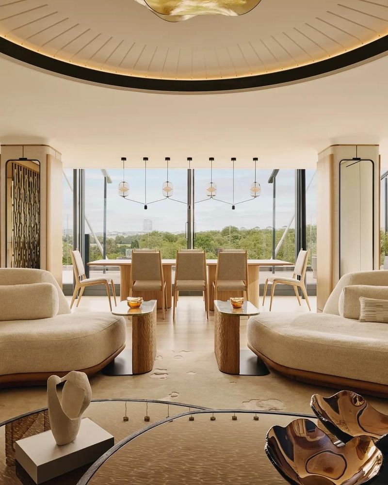 The Emory Penthouse living and dining room with Hyde Park views