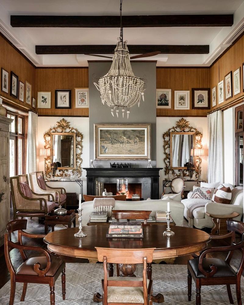 The Edwardian-manor lounge at Singita Sasakwa Lodge, Grumeti