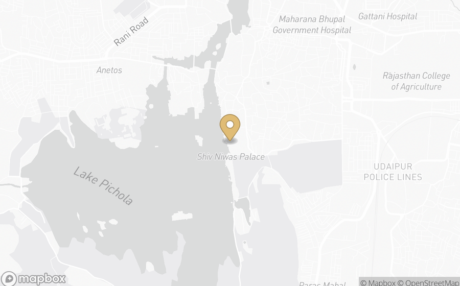 Map showing the location of Taj Fateh Prakash Palace, Udaipur