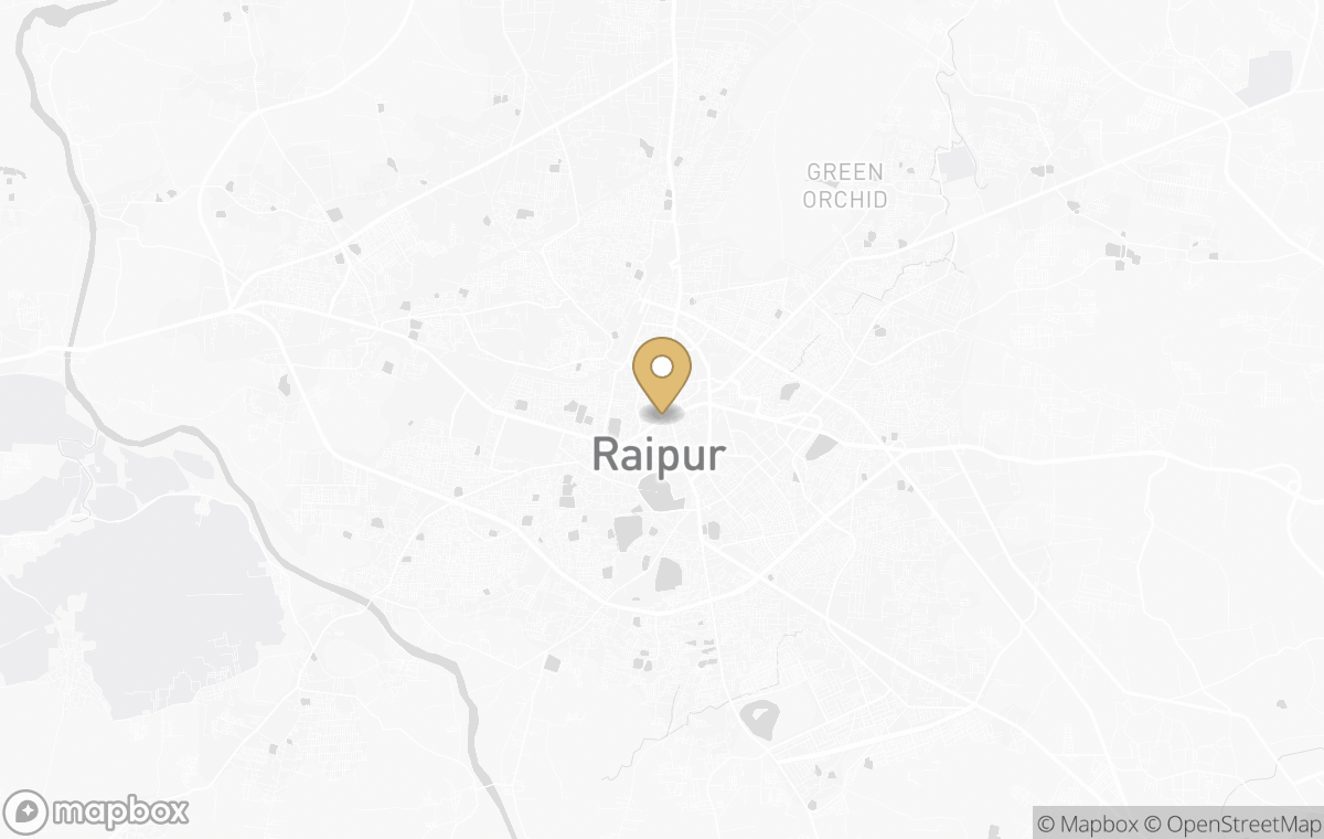 Map showing the approximate location of Taj Raipur in Raipur, India