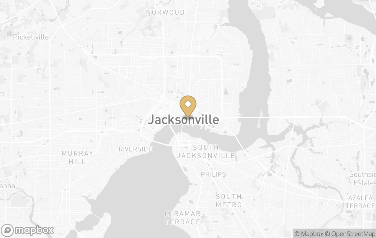 Map showing the approximate location of Four Seasons Hotel and Private Residences Jacksonville in Jacksonville, USA