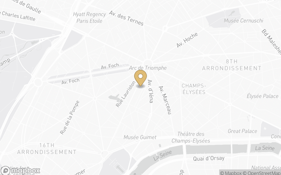 Map showing the location of The Peninsula Paris
