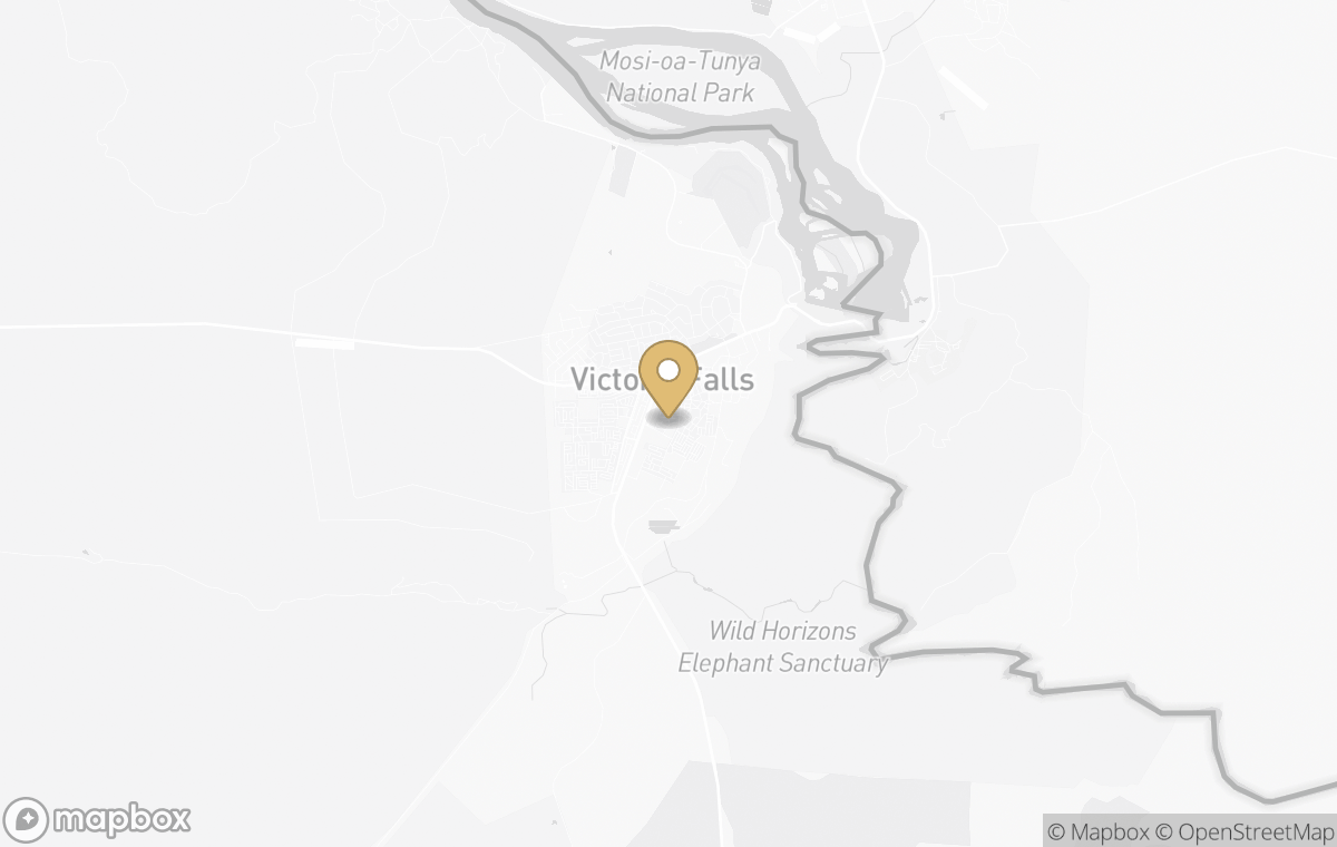 Map showing the approximate location of Six Senses Victoria Falls in Victoria Falls, Zimbabwe