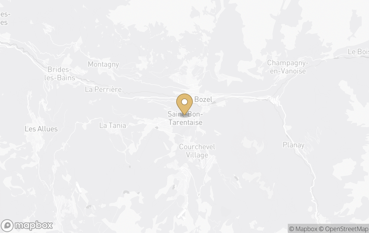 Map showing the approximate location of Raffles Courchevel 1850 in Courchevel 1850, France