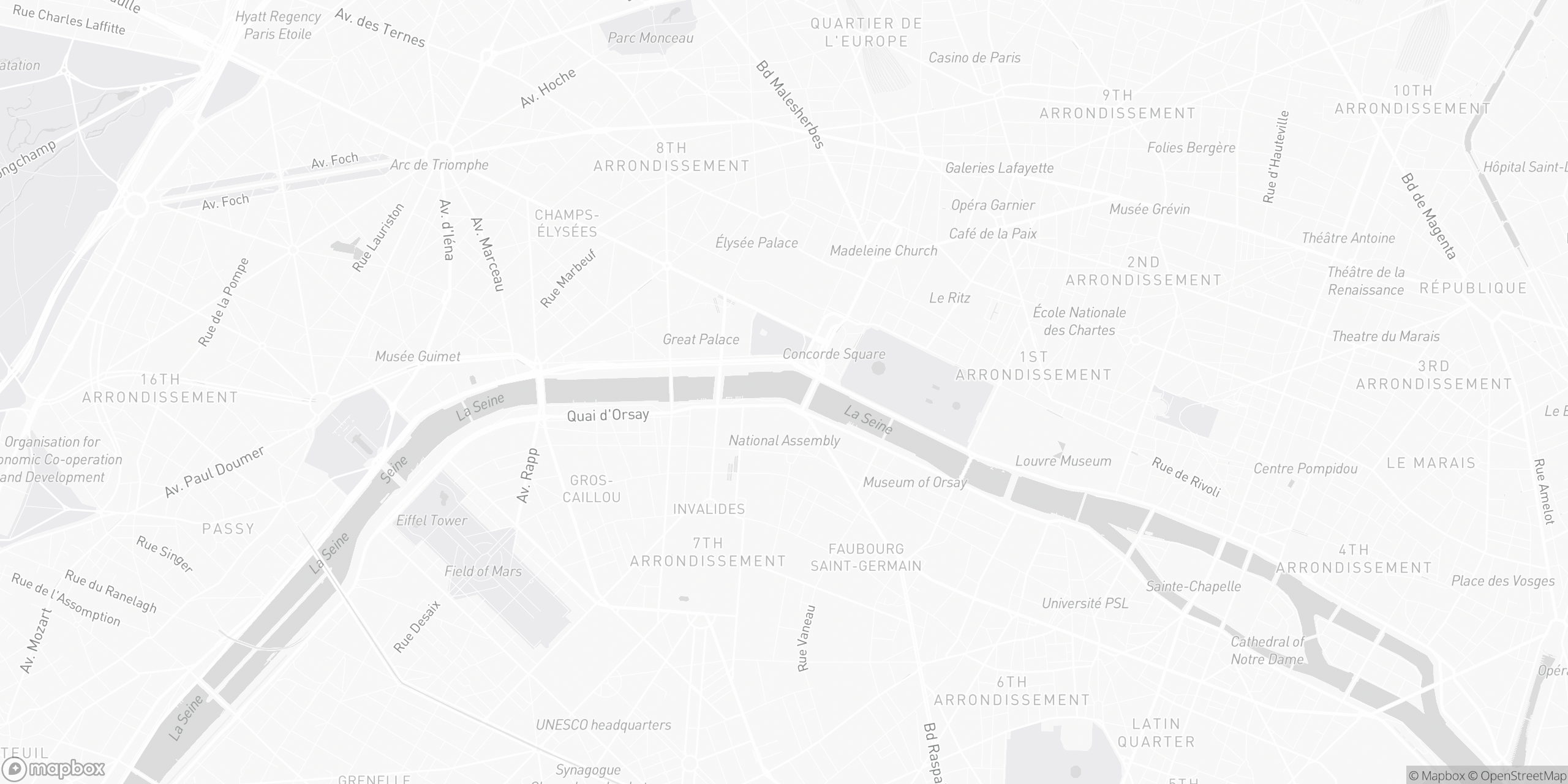 Map of the best luxury hotels in Paris