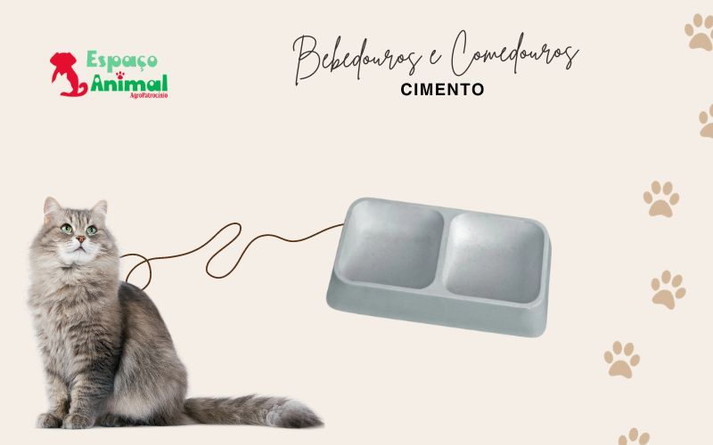 bebedouro e comedouros para gato de cimento