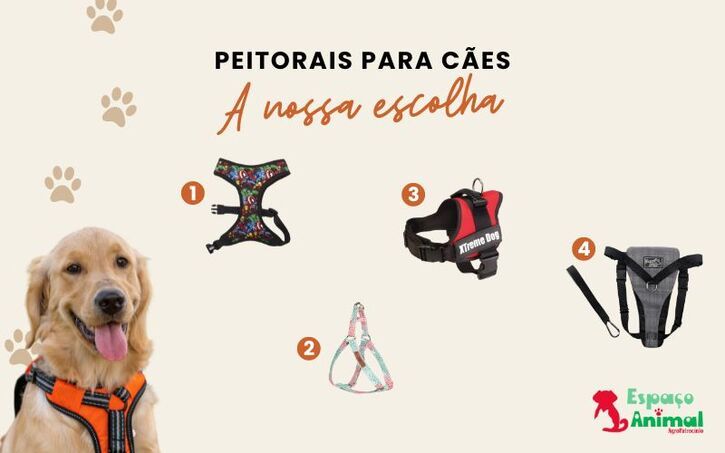 diferentes tipos de peitorais para cães