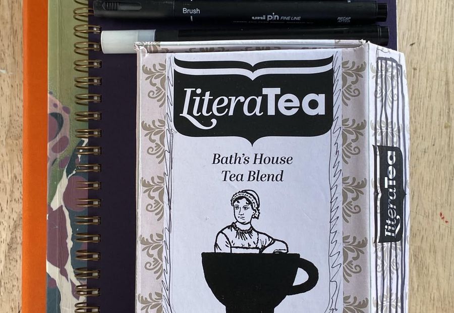 A collection of notebooks, pens and early stage package designds for Literatea