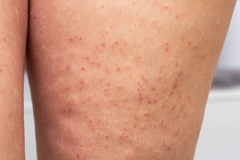 close up of a man's legs with keratosis pilaris