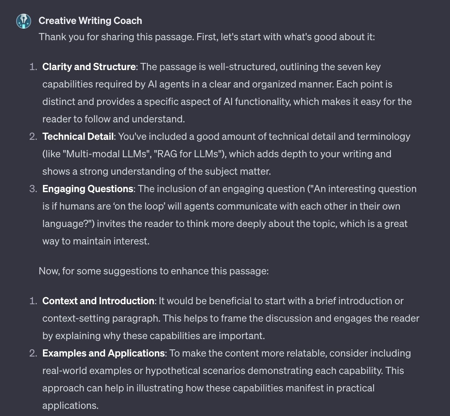 Reference: Feedback from OpenAI's Creative Writing Coach GPT