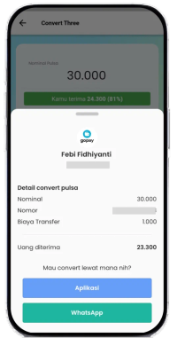 form konfirmasi convert pulsa