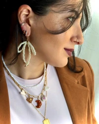 Beaded Bow Earrings - view 2