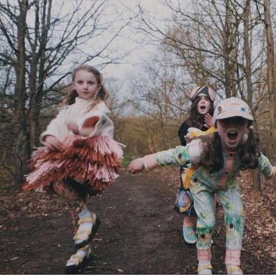 Image of children wearing Hana Harris’ Scraps collection (Photo credit: Luke Baker via Scraps Instagram)