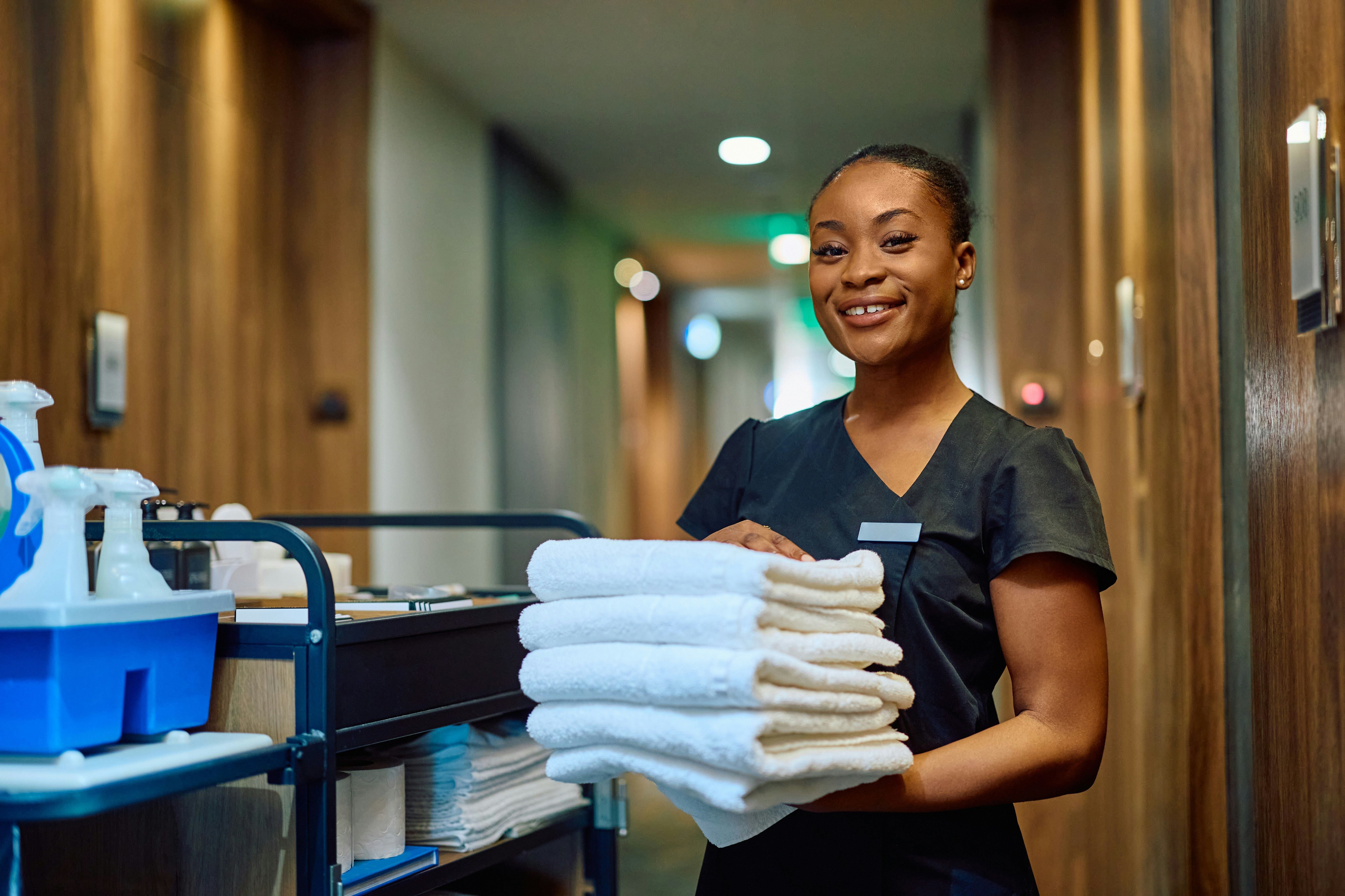 Hospitality workers in a professional setting