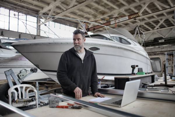 Ship building employee