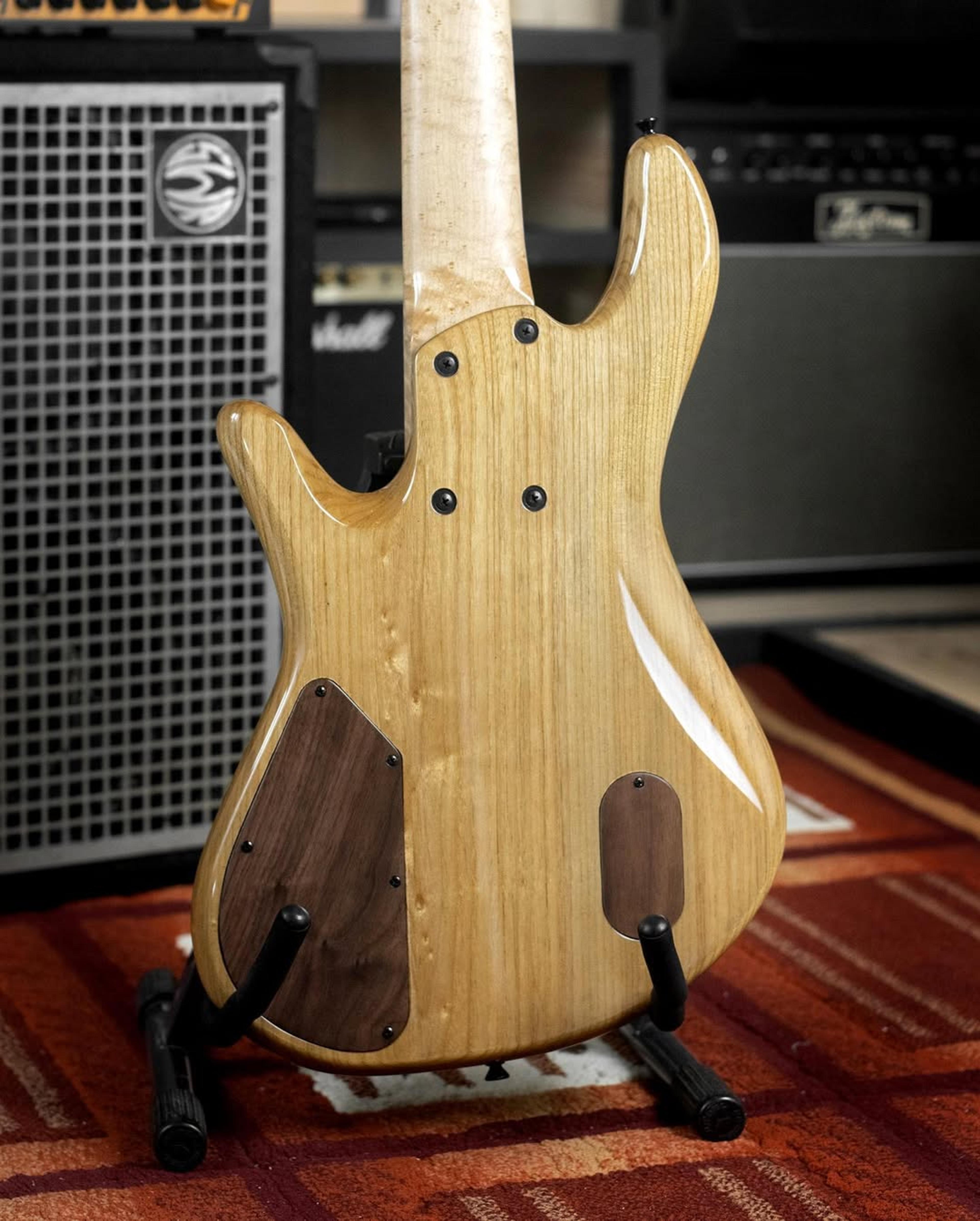 Back body view of the ODIENG Series Corvette 5 string bass