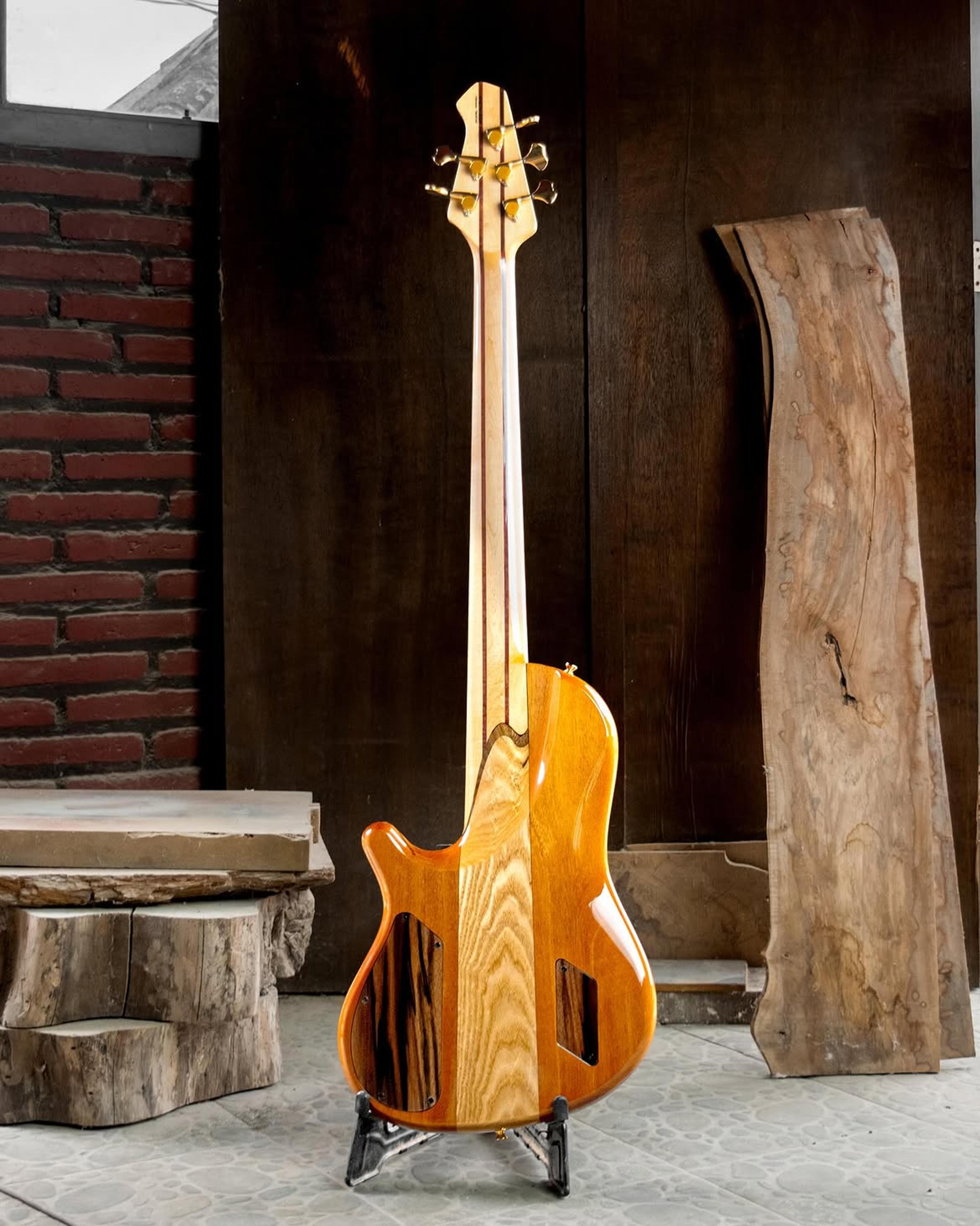 Full Back front view of the ODIENG Nebula 5 string bass