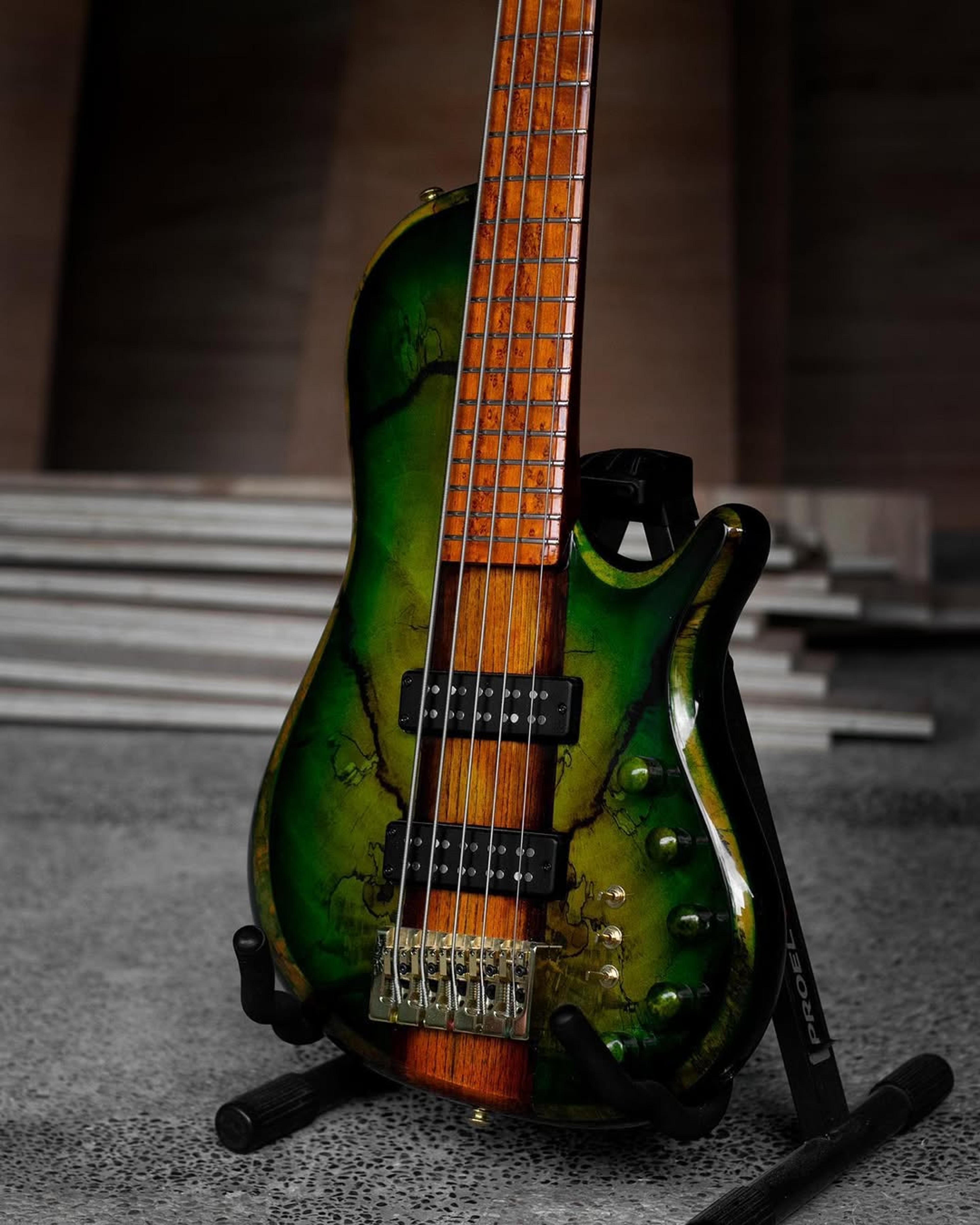 Front body view of the ODIENG Nebula 5 string bass