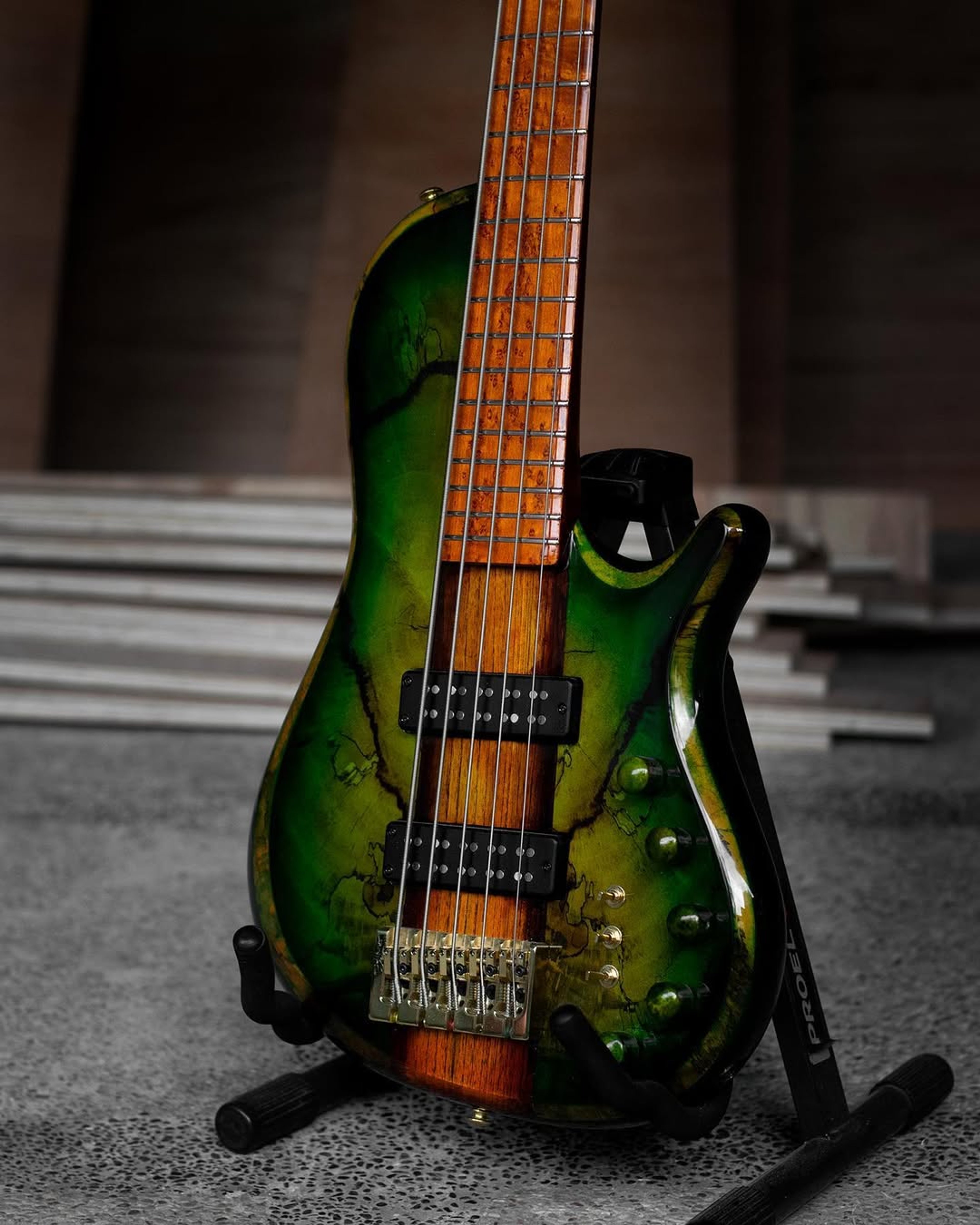 Front body view of the ODIENG Nebula 5 string bass