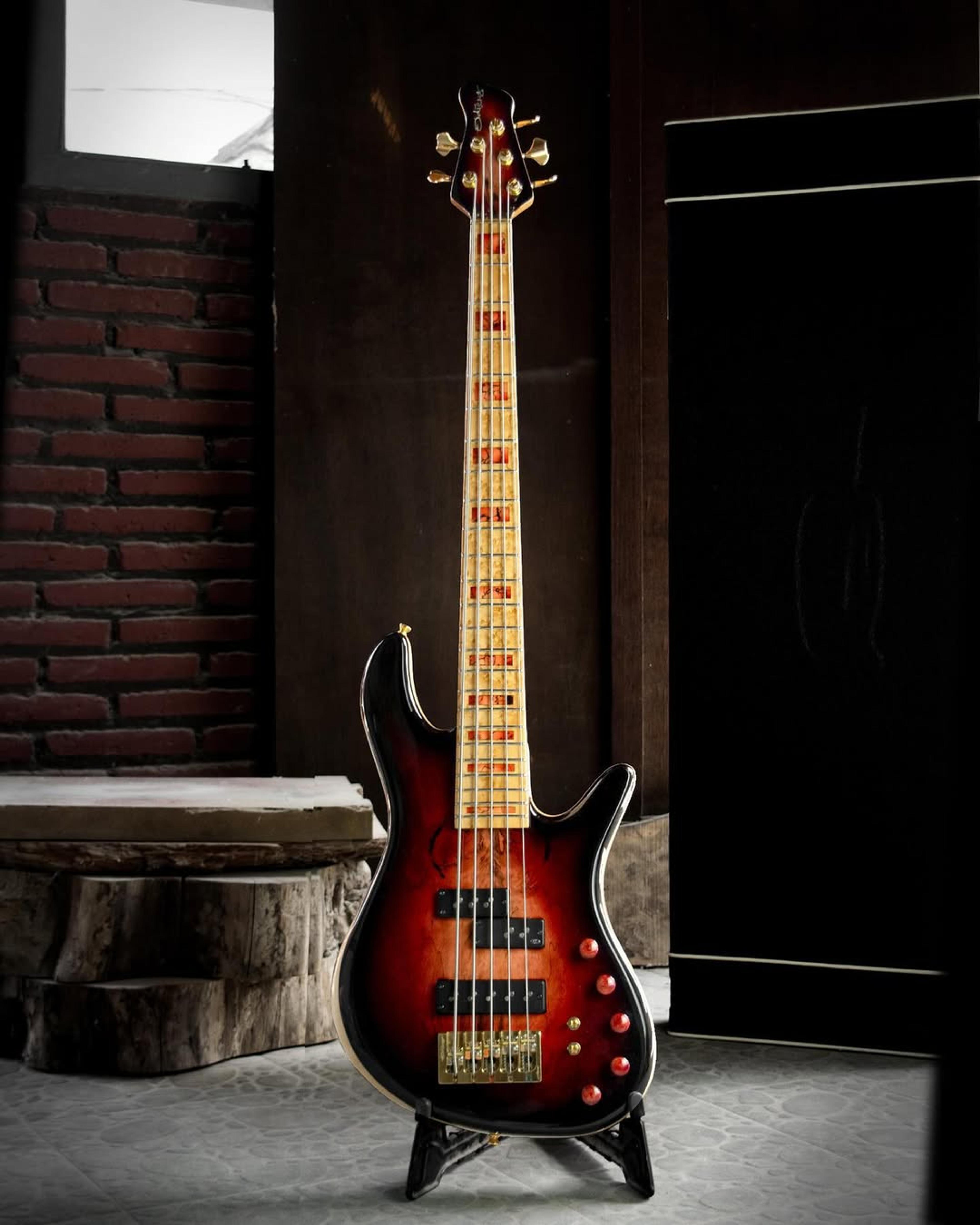 Full front view of the ODIENG INZ 5 string bass