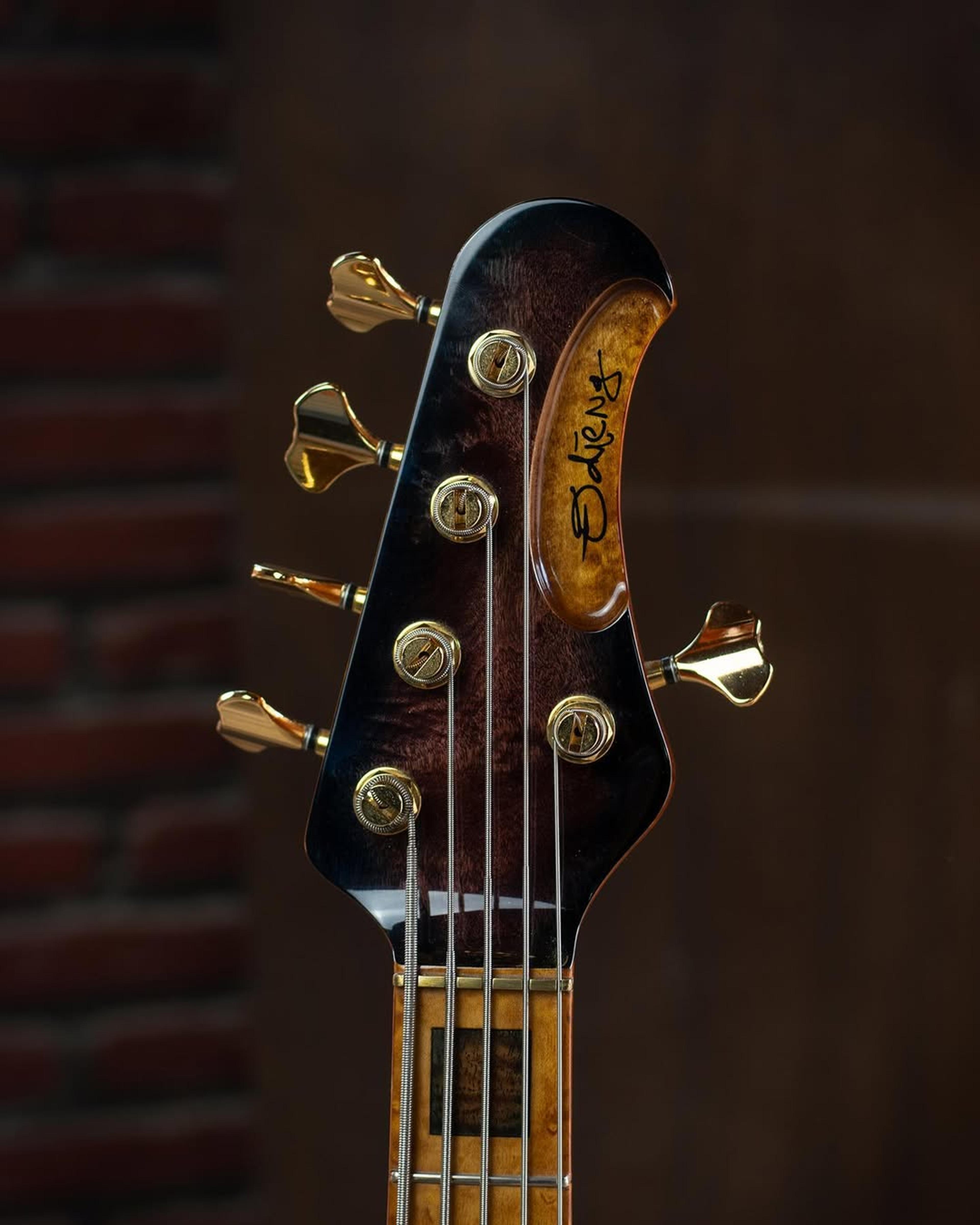 Front Headstock view of the ODIENG KJ 5 string bass