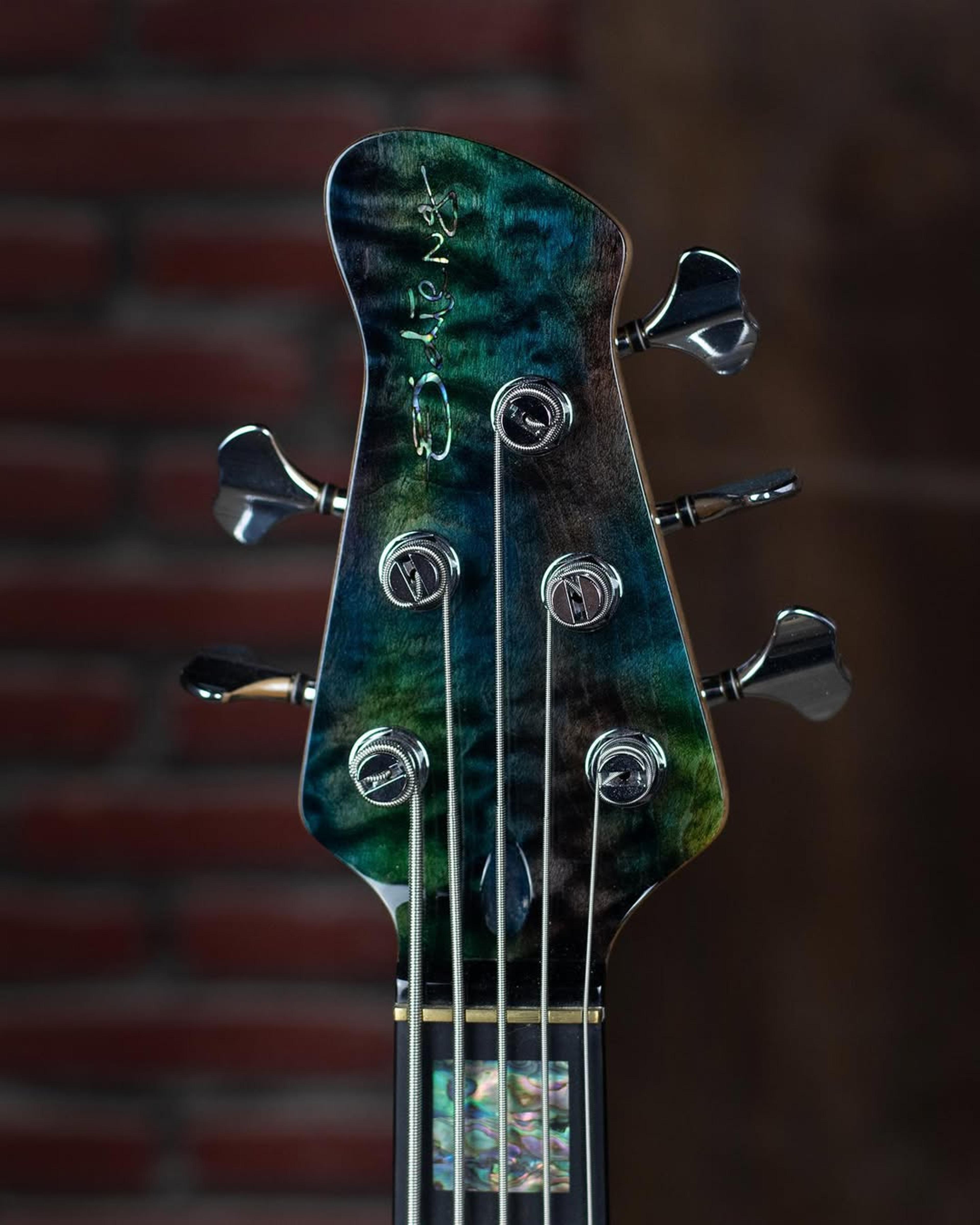 Front Headstock view of the ODIENG INZ 5 string bass