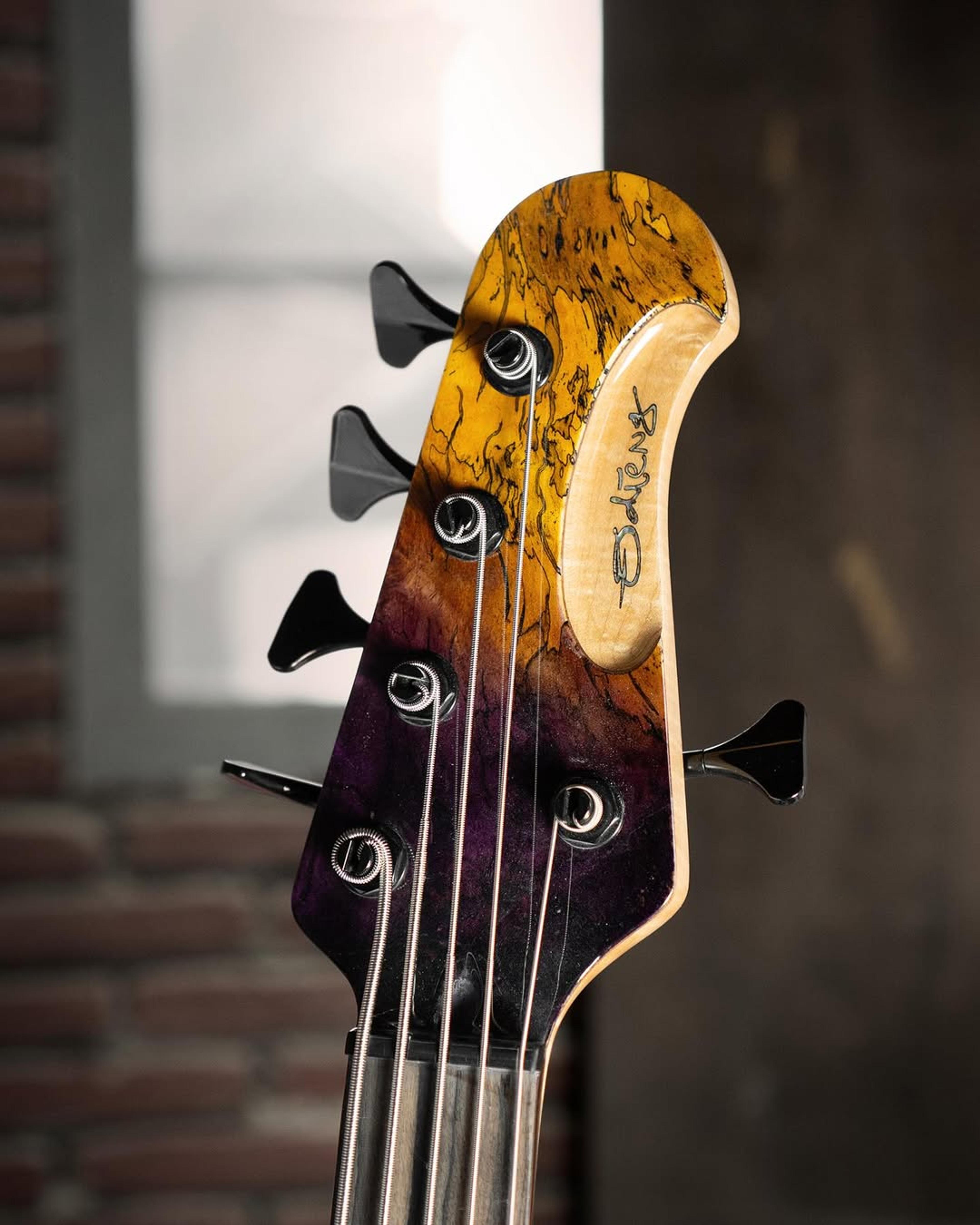 Front Headstock view of the ODIENG XJB 5 string bass