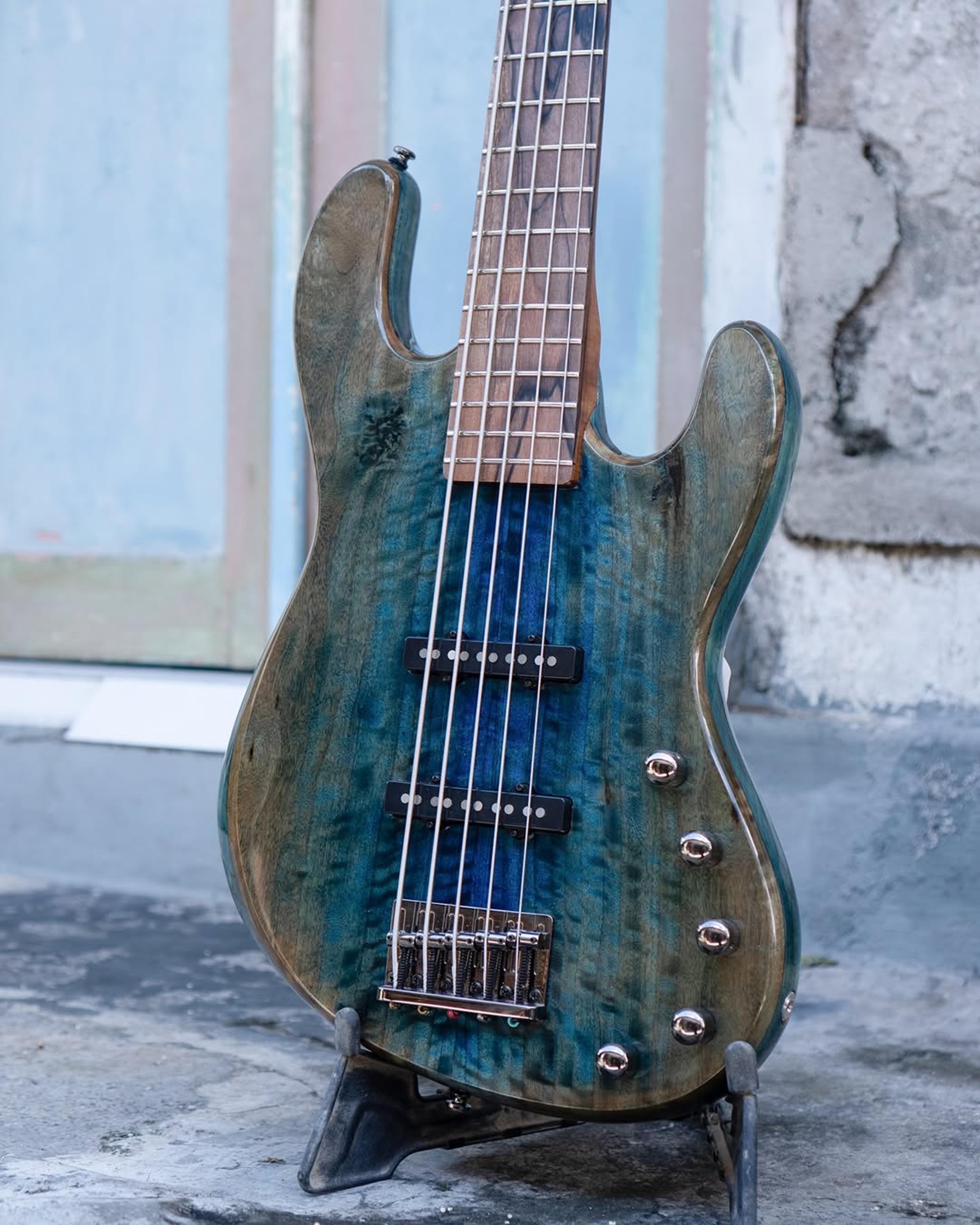 Side Body view of the EF KJ 5 string bass