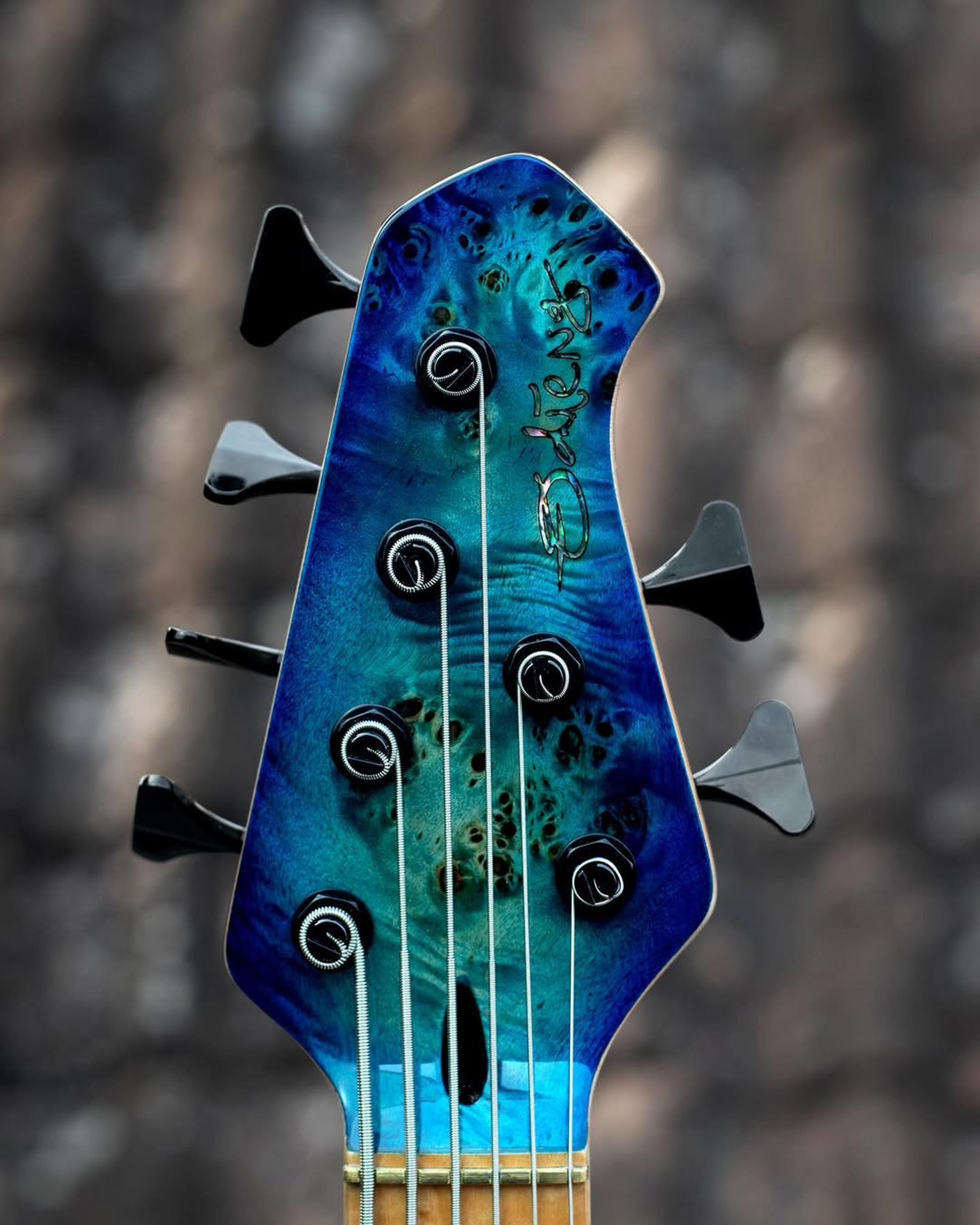 Front Headstock view of the ODIENG JC'82 V1 Signature 6 string bass