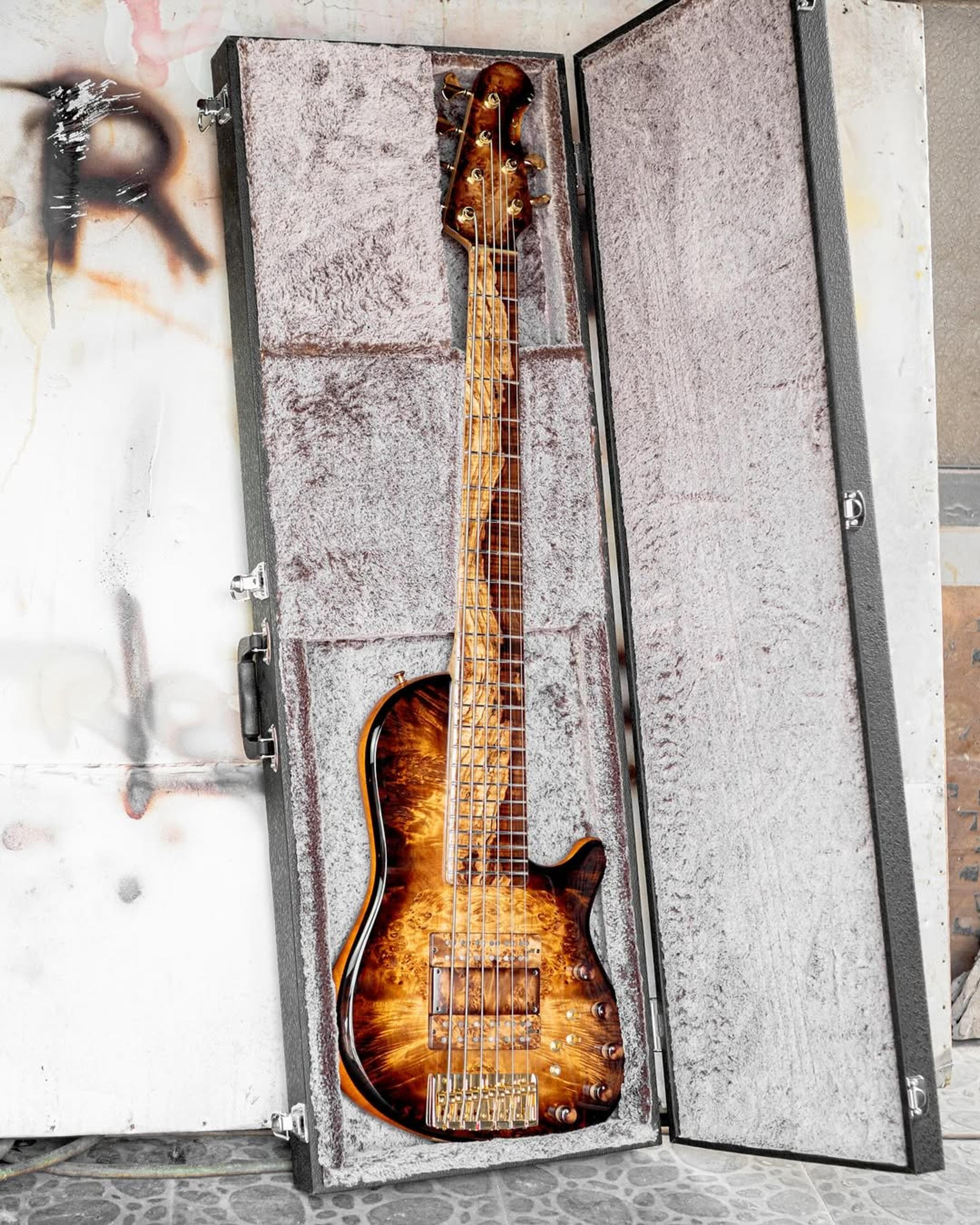 Full front view of the ODIENG Nebula 6 string bass