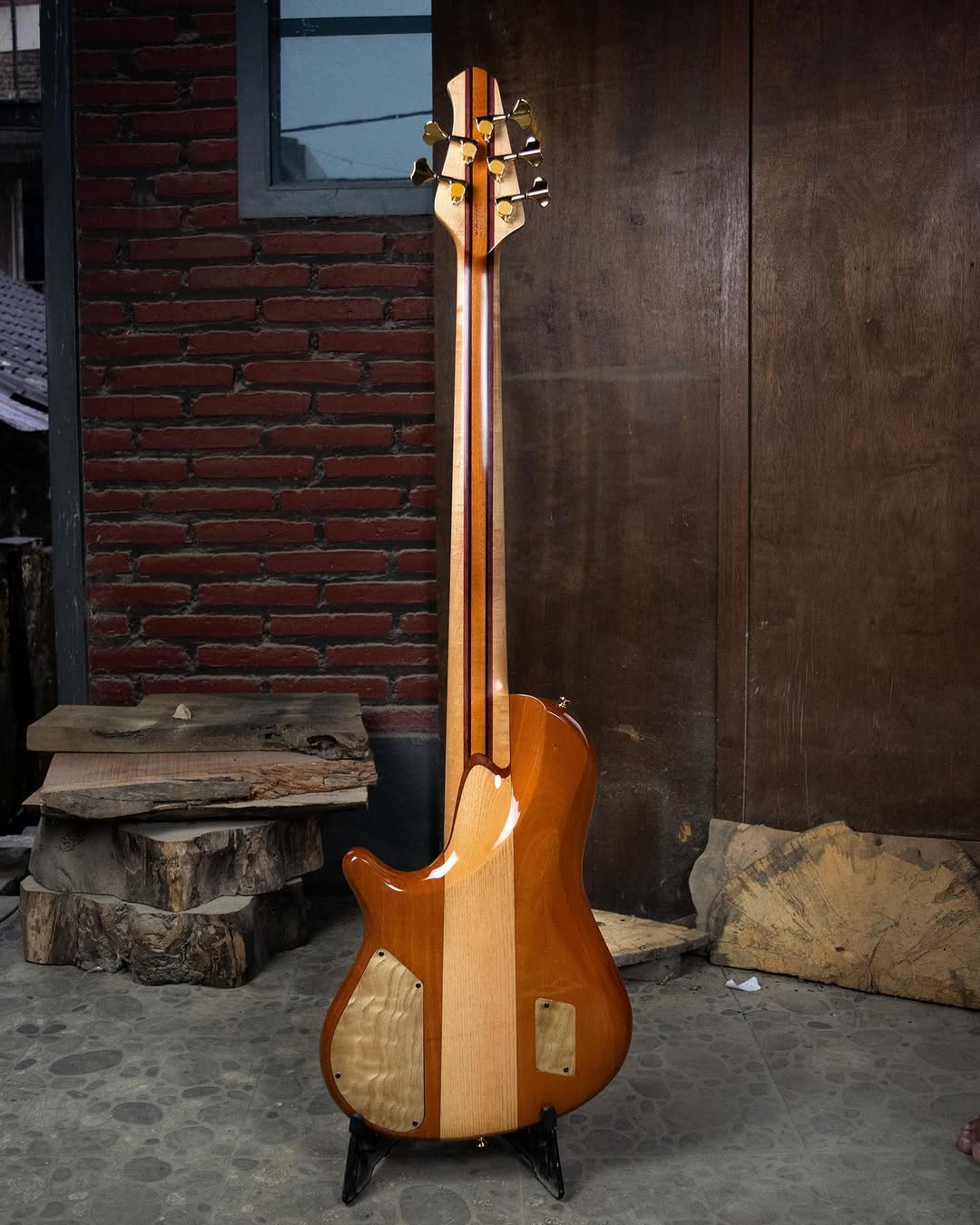 Full Back front view of the ODIENG Nebula 5 string bass