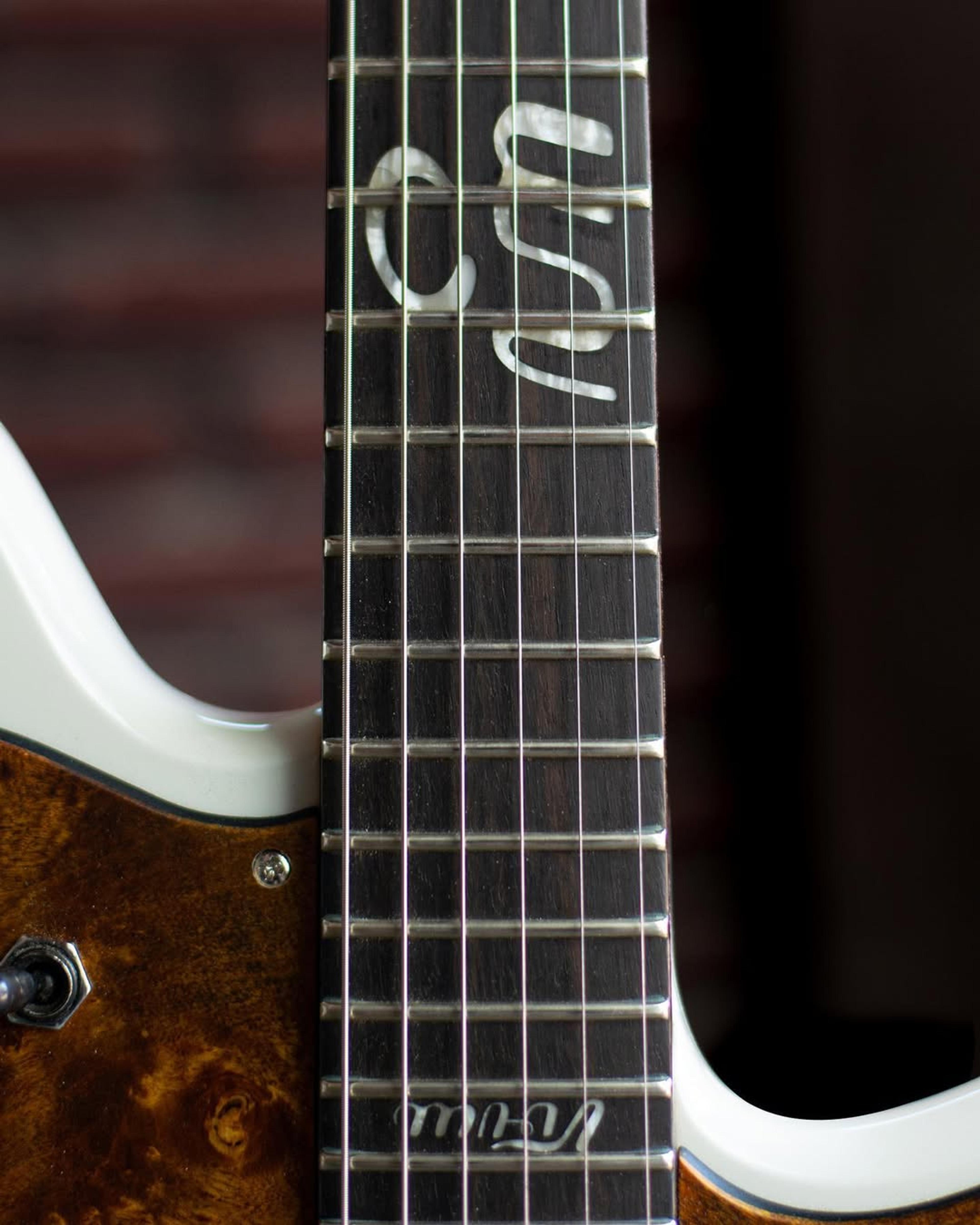 Front detail fretboard view of the ODIENG EF Series 2 6 string guitar