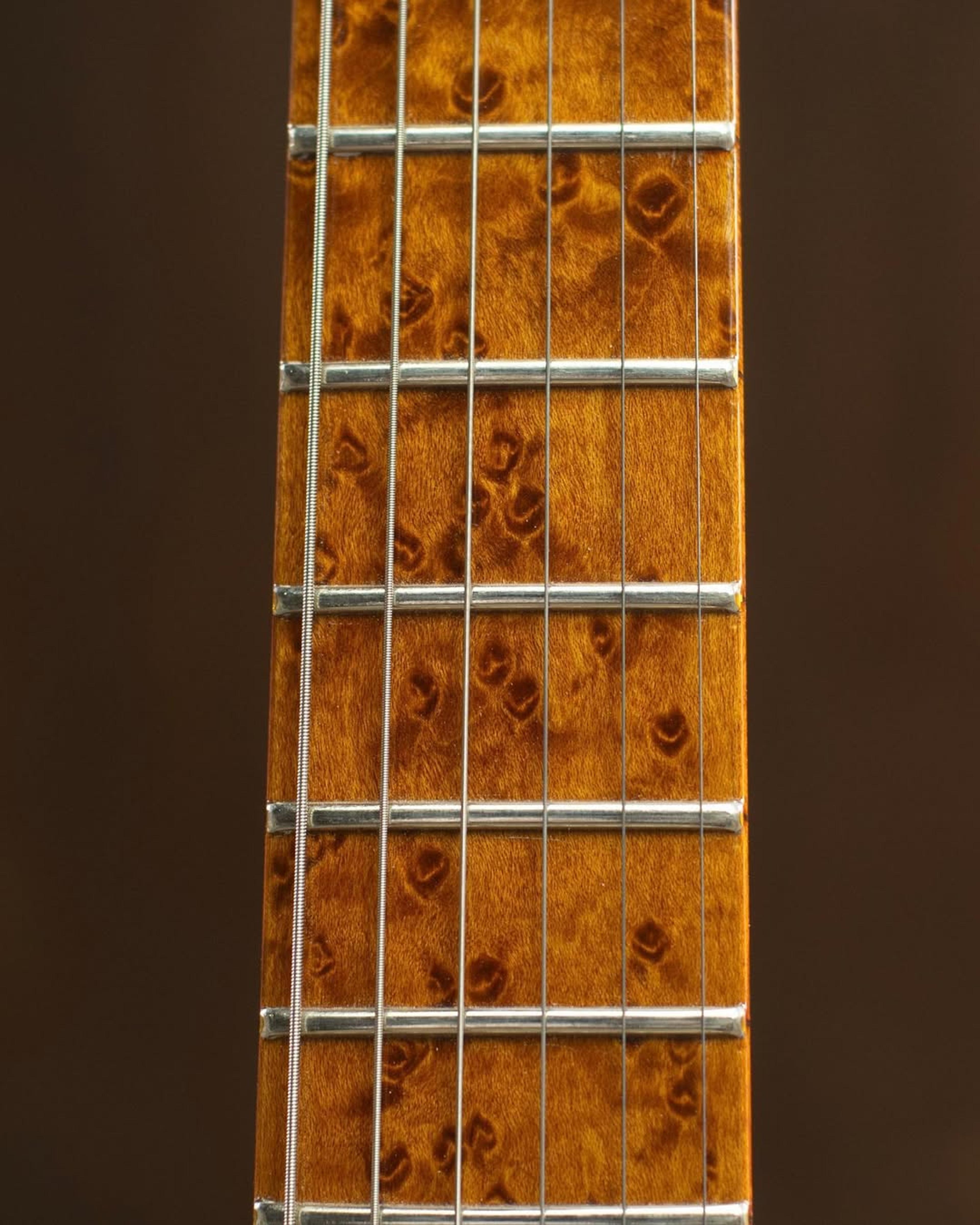 Front detail fretboard view of the ODIENG Anthea 6 string Guitar