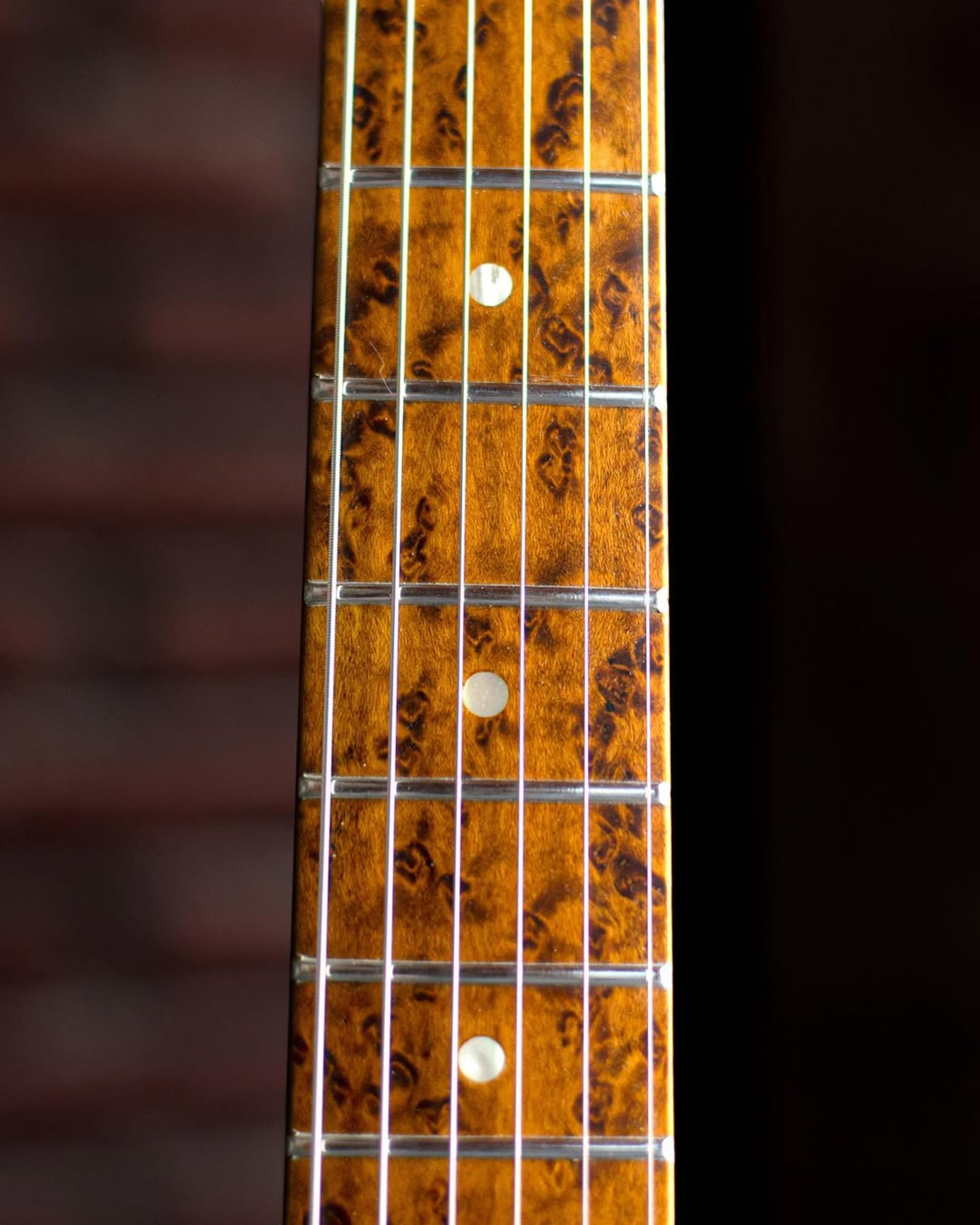 Front detail fretboard view of the ODIENG Parama 6 string Guitar