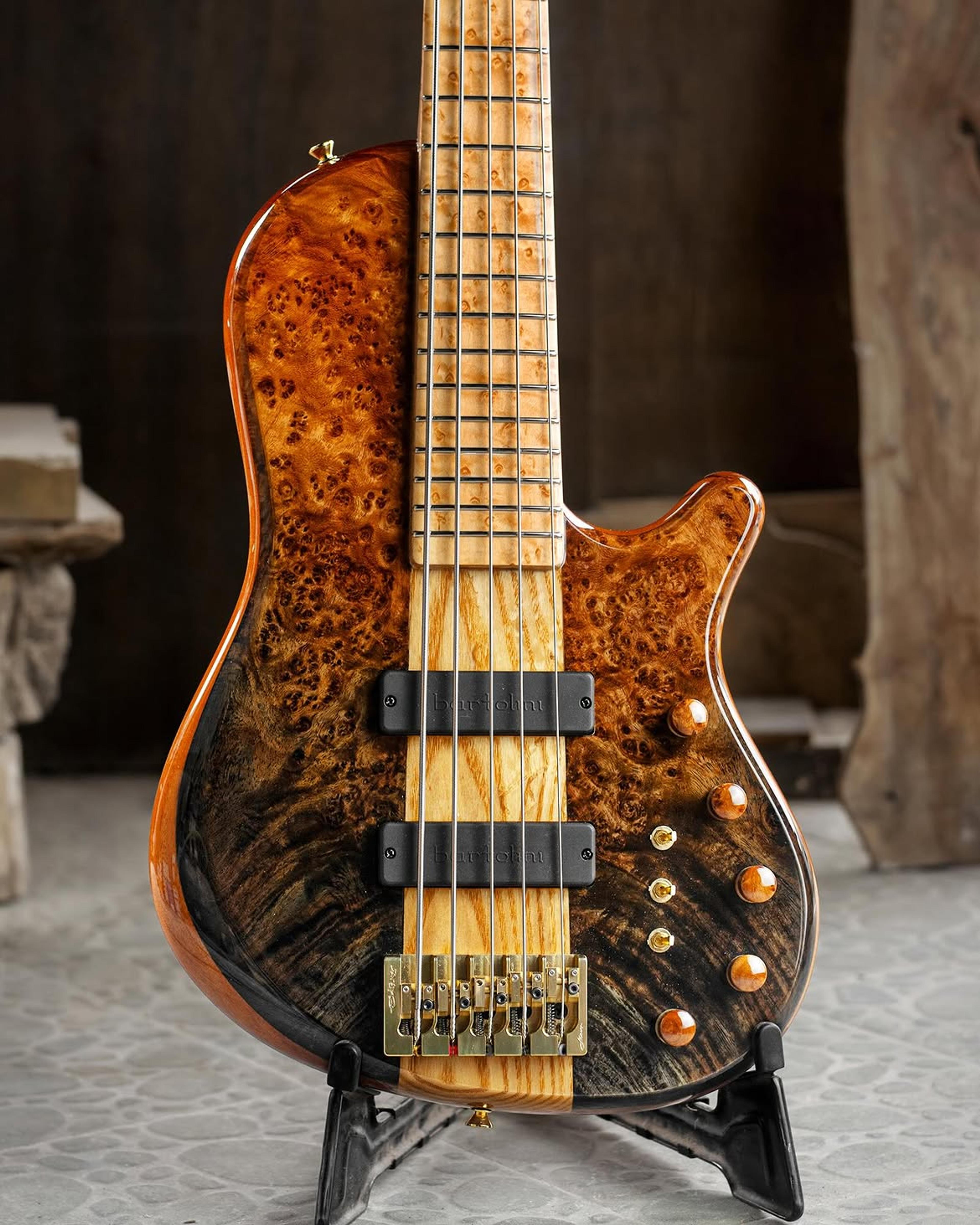 Front body view of the ODIENG Nebula 5 string bass