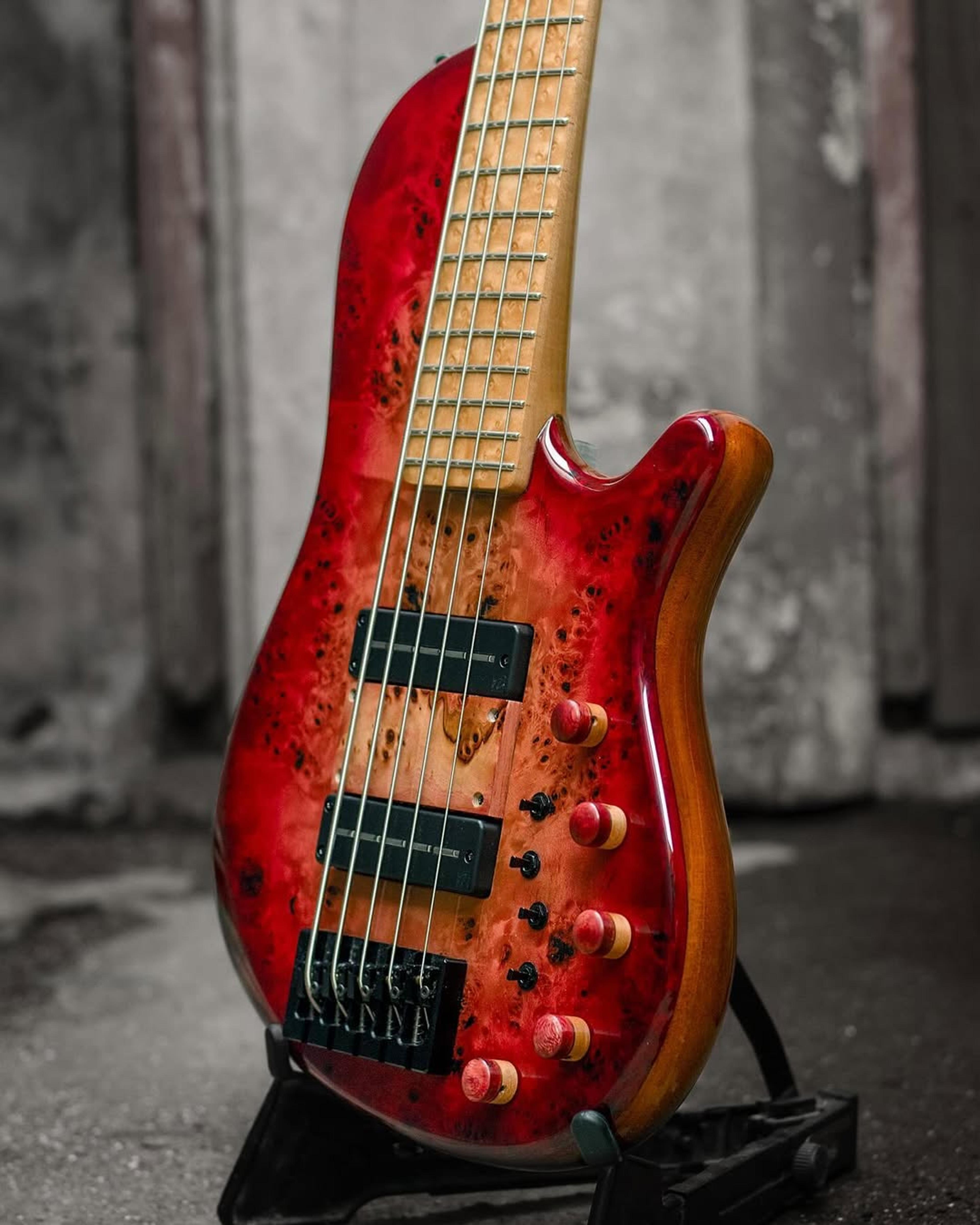 Side Body view of the ODIENG Nebula 5 string bass
