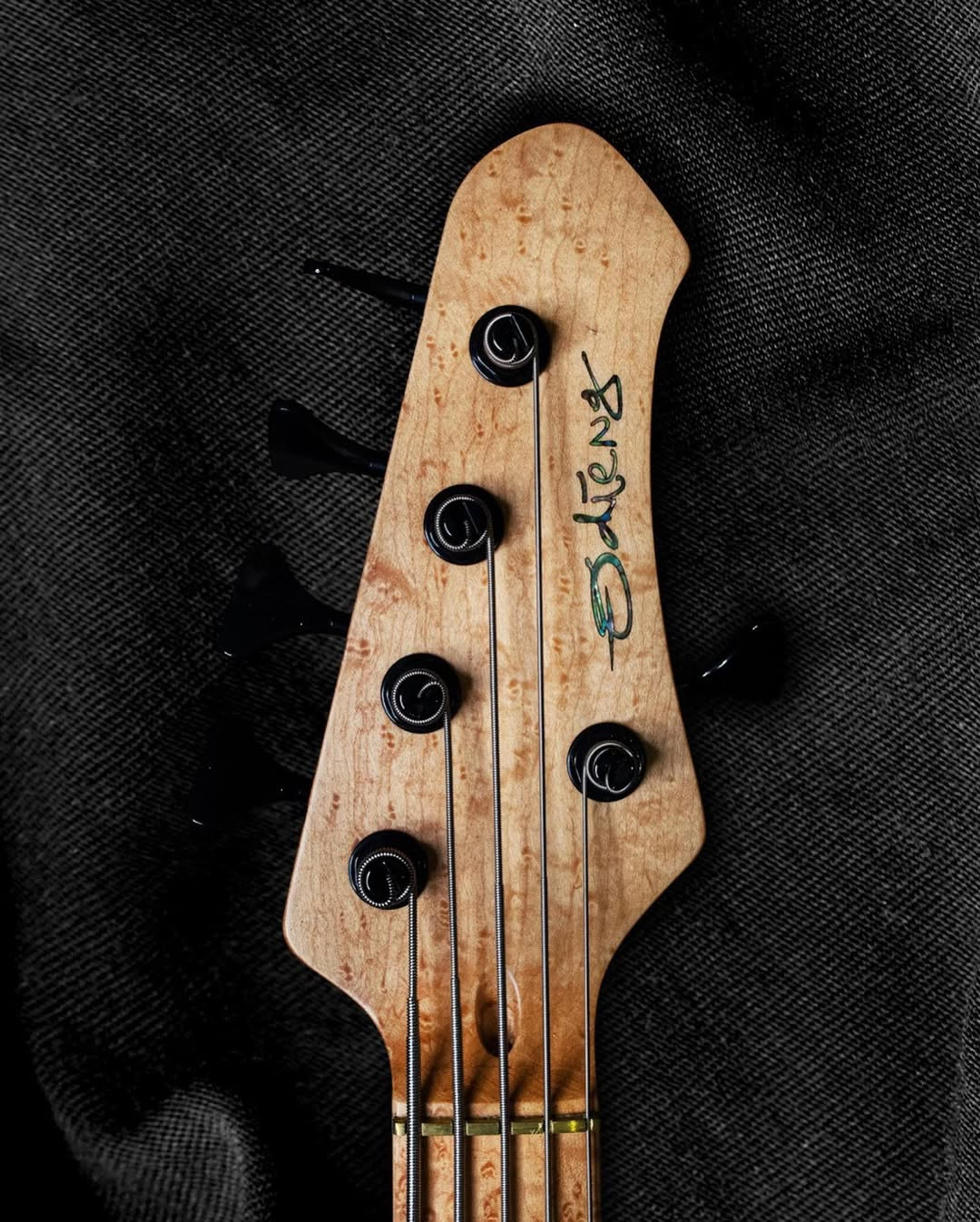 Front Headstock view of the ODIENG Nebula 5 string bass