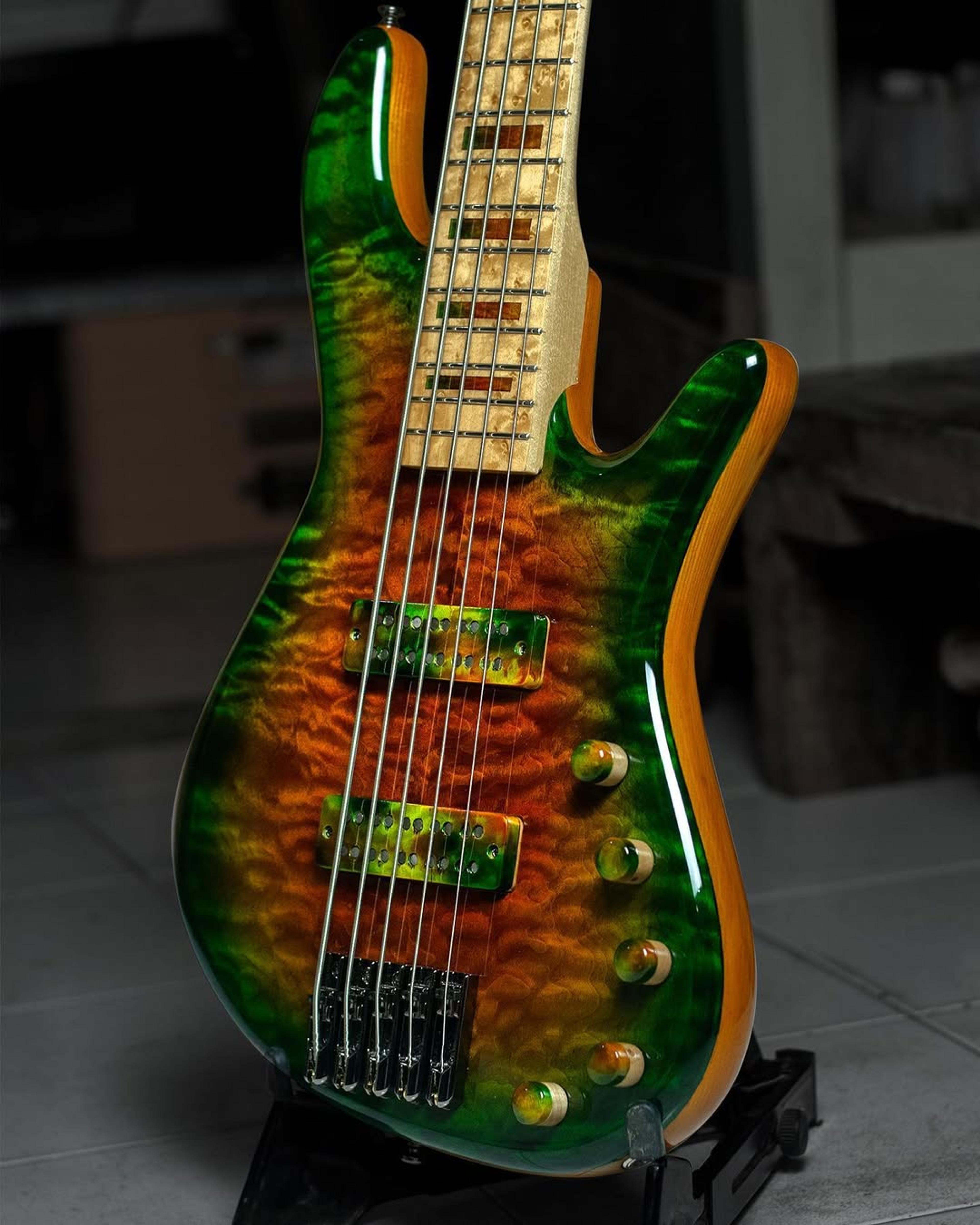 Side Body view of the ODIENG INZ 5 string bass